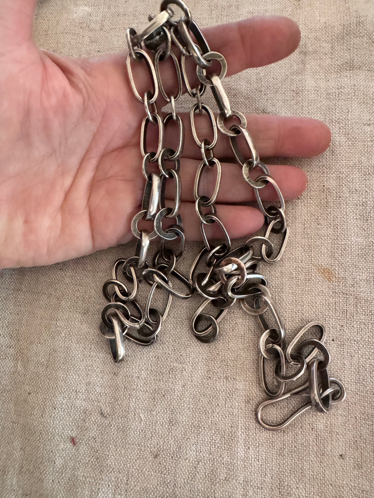 Huge Handmade Cowboy Sterling Long and Short Chain