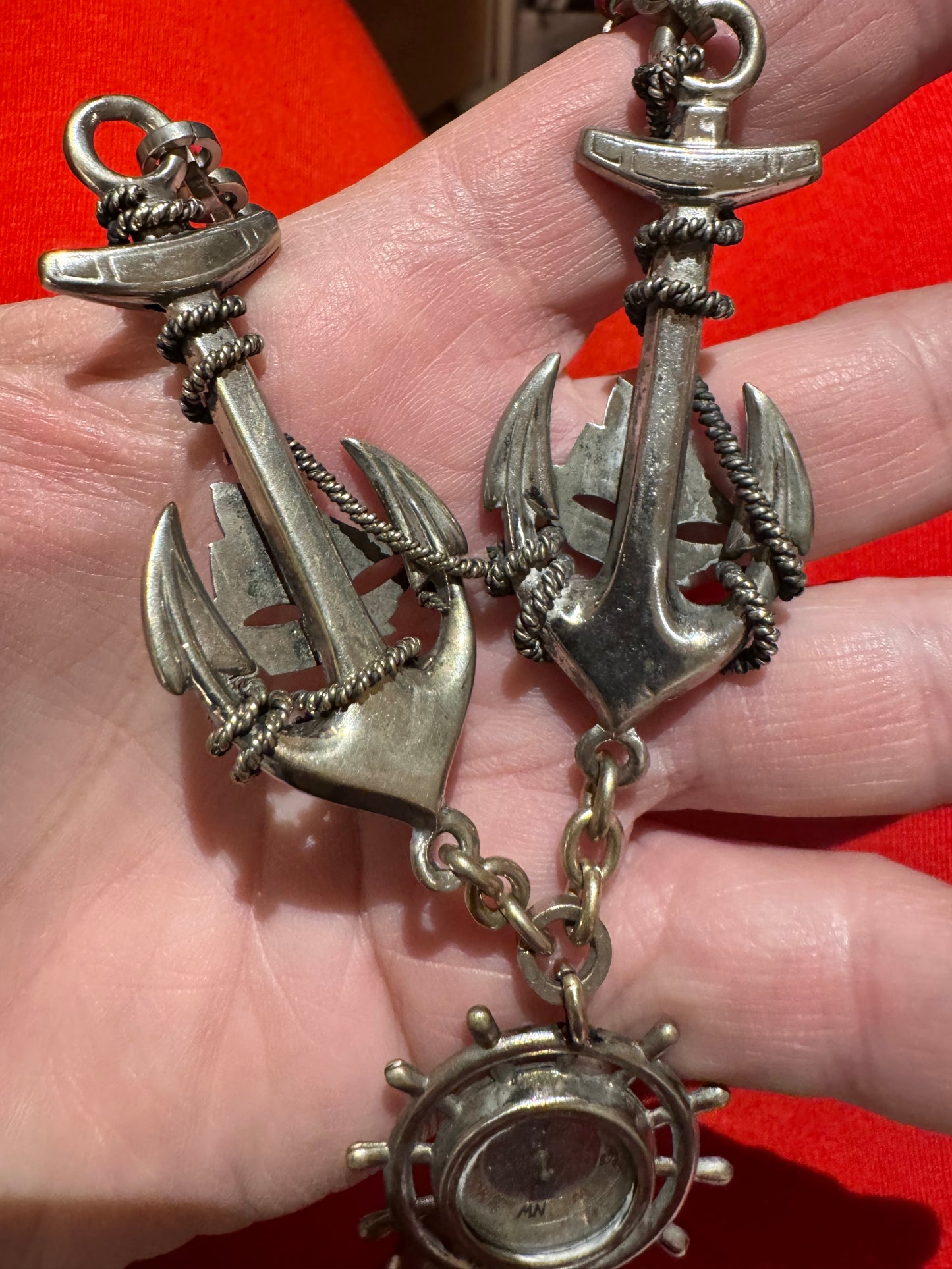 Spectacular Rare Nautical Watch Chain Necklace