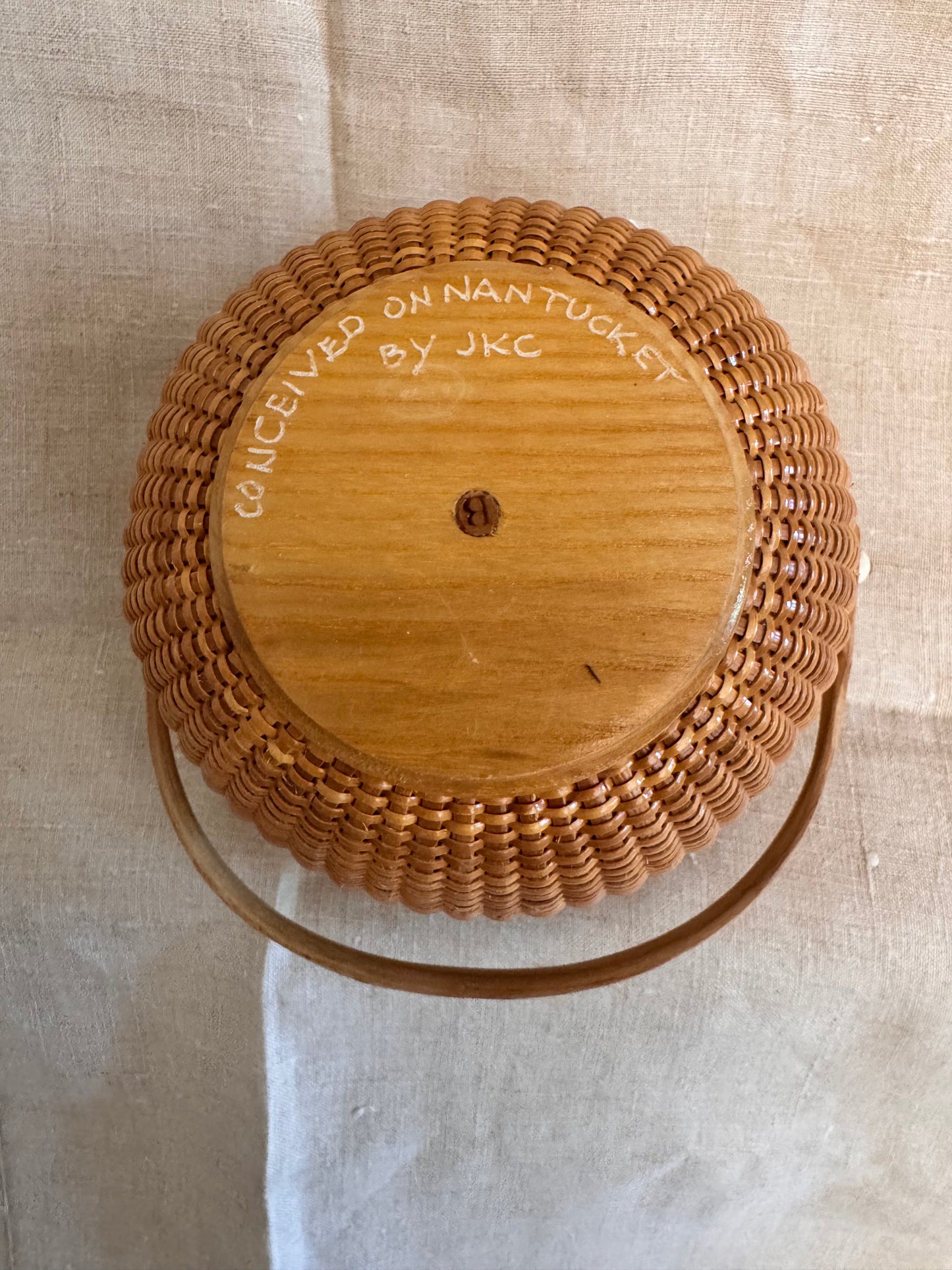 Medium Round Basket with Carved Whale