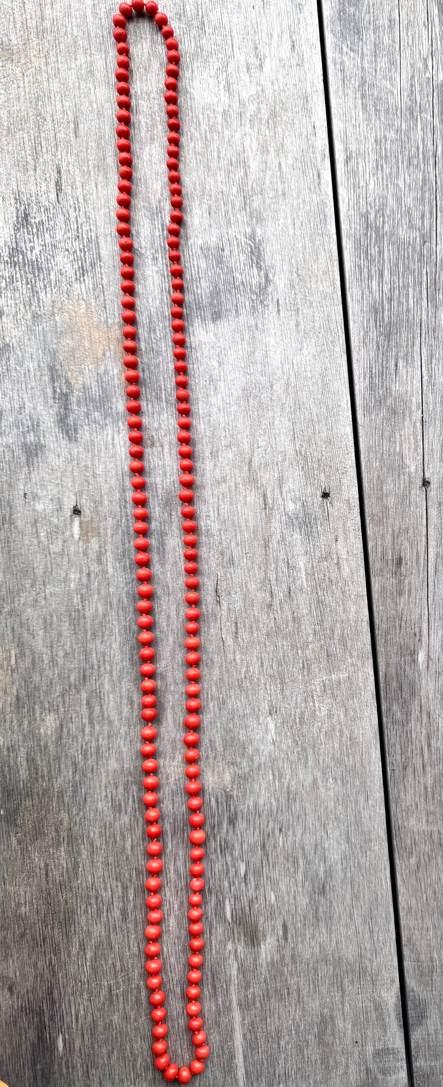Extra Long Strand of Superior Quality Italian Coral Beads