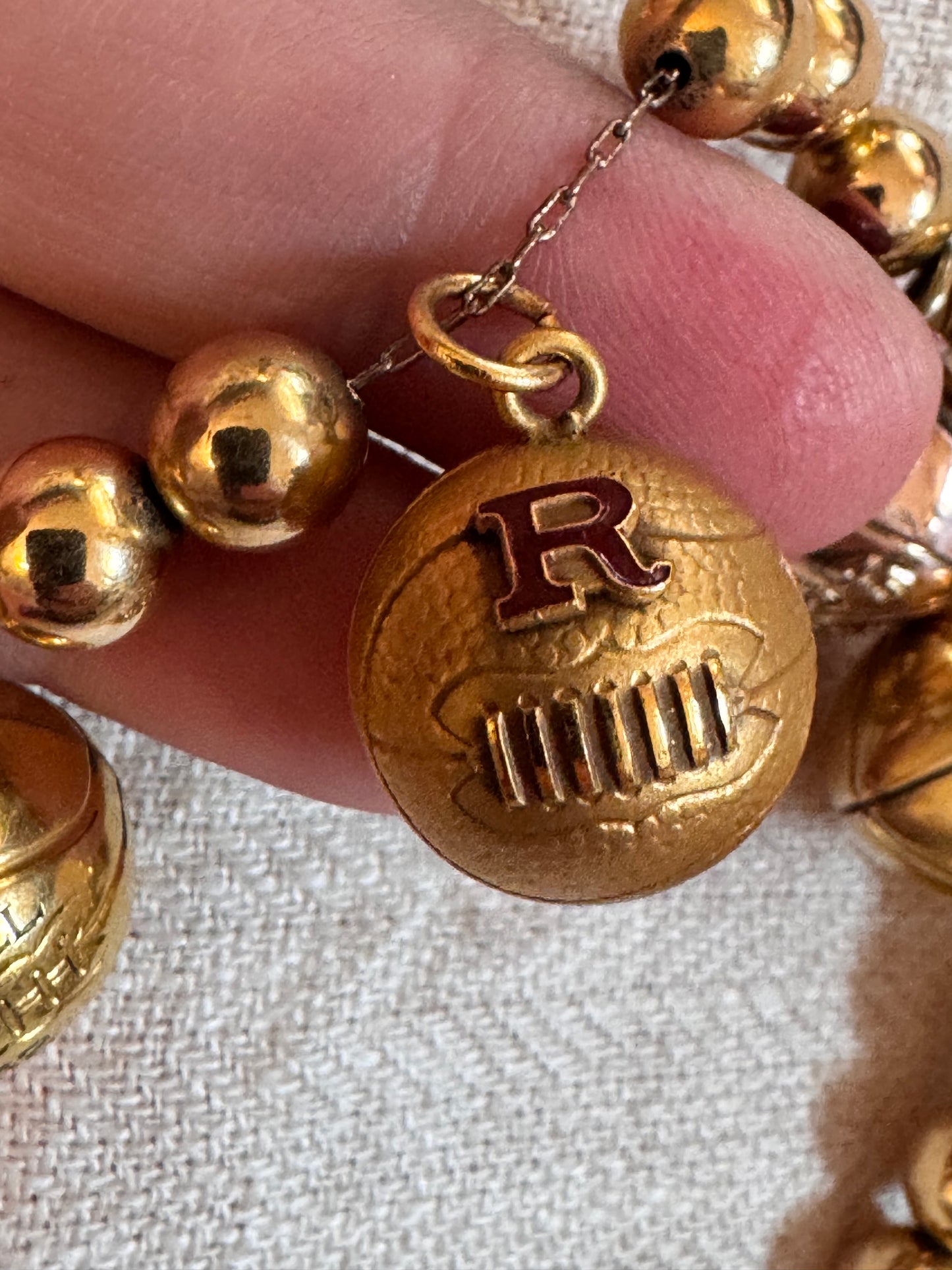 Gold Filled Sports Ball and Bead Charm Necklace