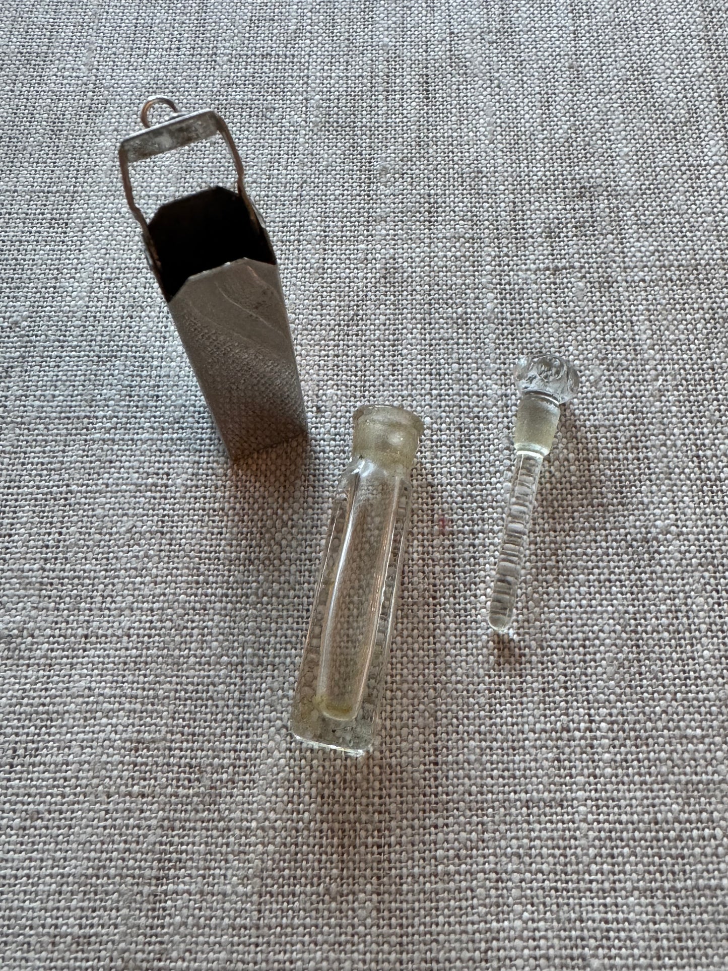 Incredible Long Glass Perfume Bottle in Sterling Case