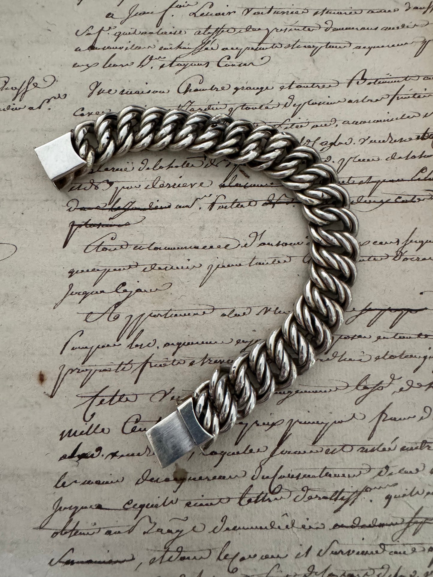 Engraved Vintage French Double Link Bracelet