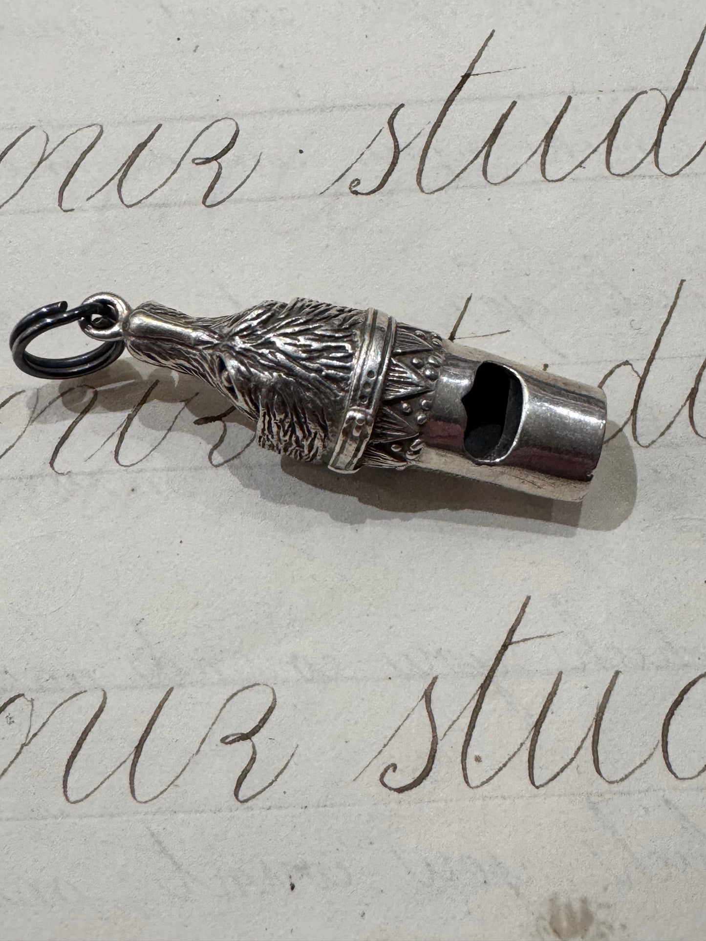 sterling silver English dog shaped whistle