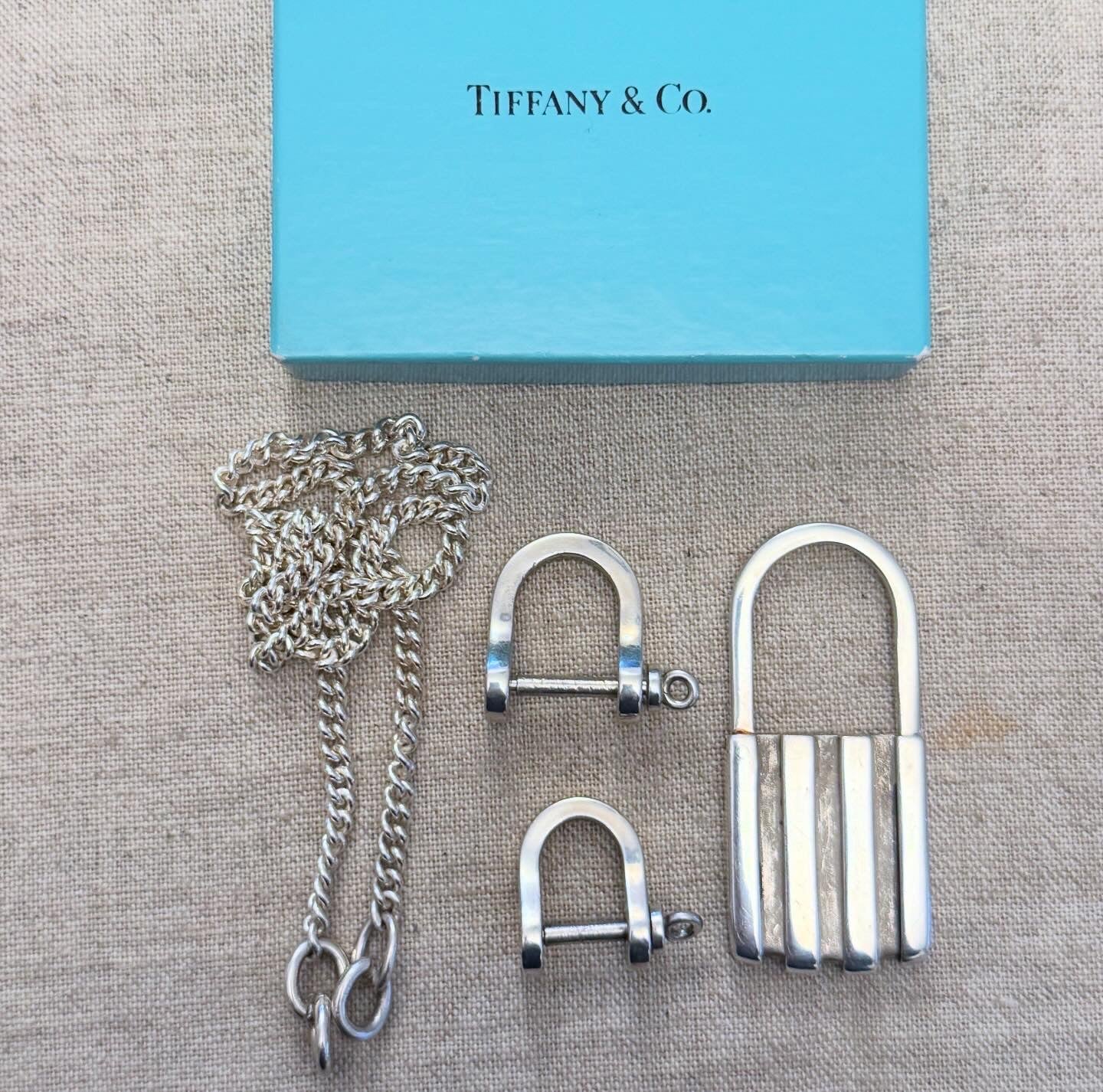 Amazing Vintage Sterling Tiffany Set with Chain Padlock and Shackles