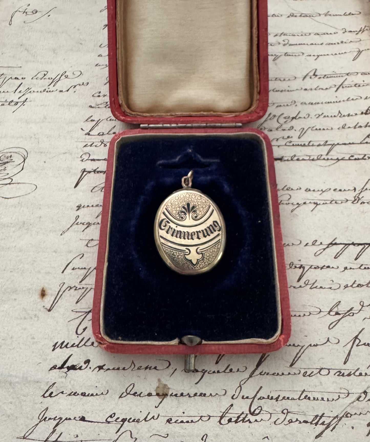Victorian Gold Filled Engraved and Enameled Victorian Locket