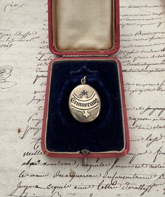 Victorian Gold Filled Engraved and Enameled Victorian Locket