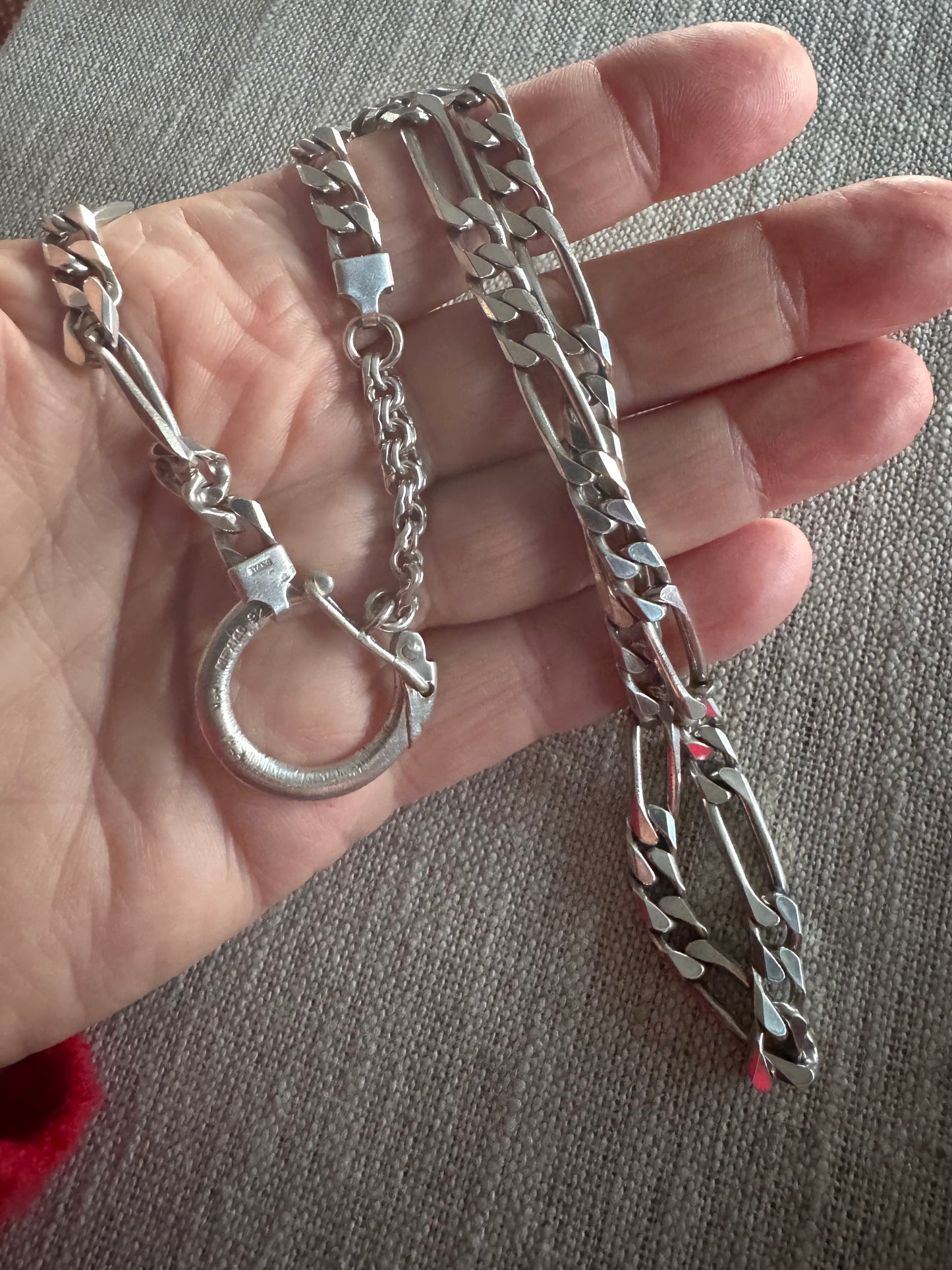 cool vintage Italian sterling Figaro chain with vintage connector #1