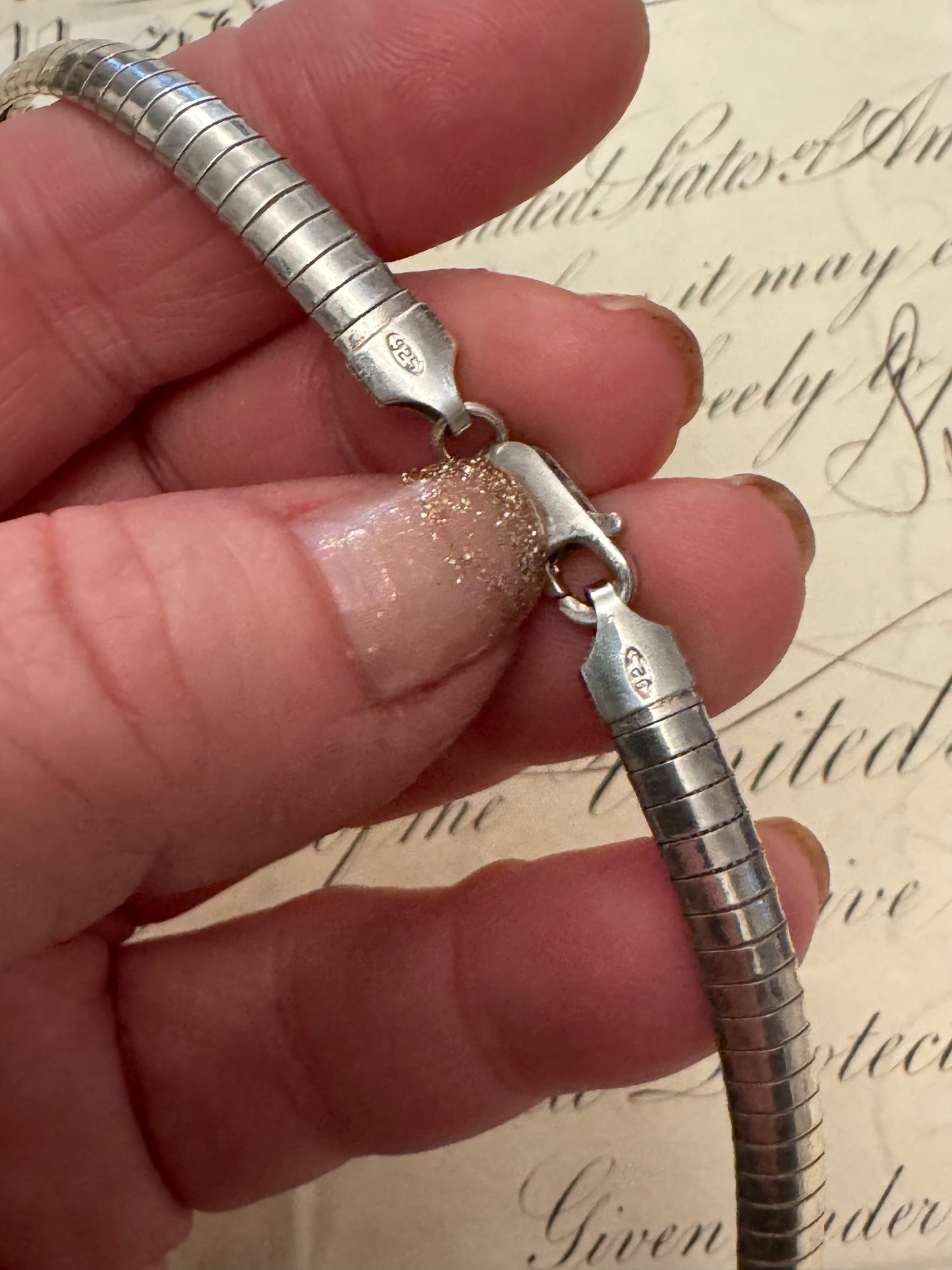 Vintage 1980’s Sterling Italian chunky Omega Chain