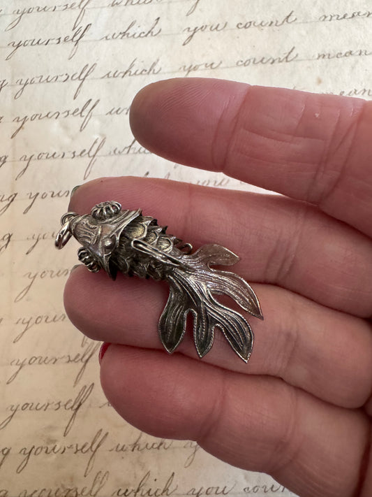 MEDIUM Vintage Silver Chinese Koi Articulated Fish H