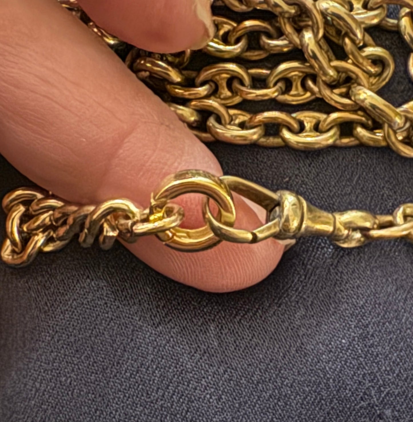 Antique Miniature Anchor and Curb Gold Filled Watch Chain