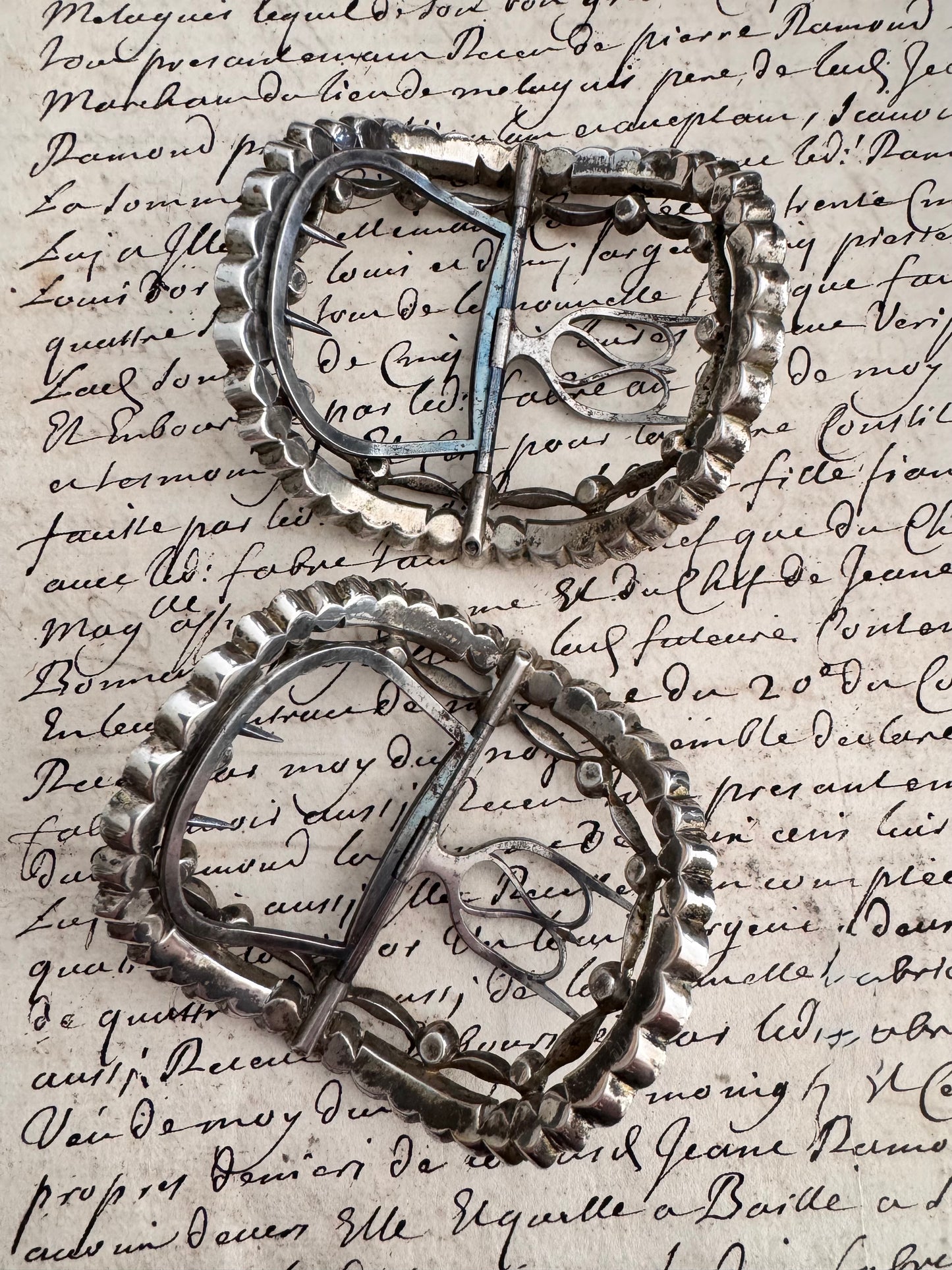 Pristine Pair of Georgian Paste Shoe Buckles in Original Box