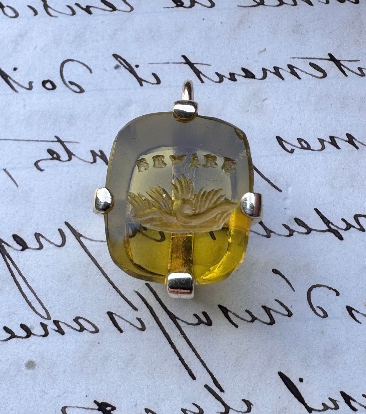 Antique Glass Seal “BEWARE”