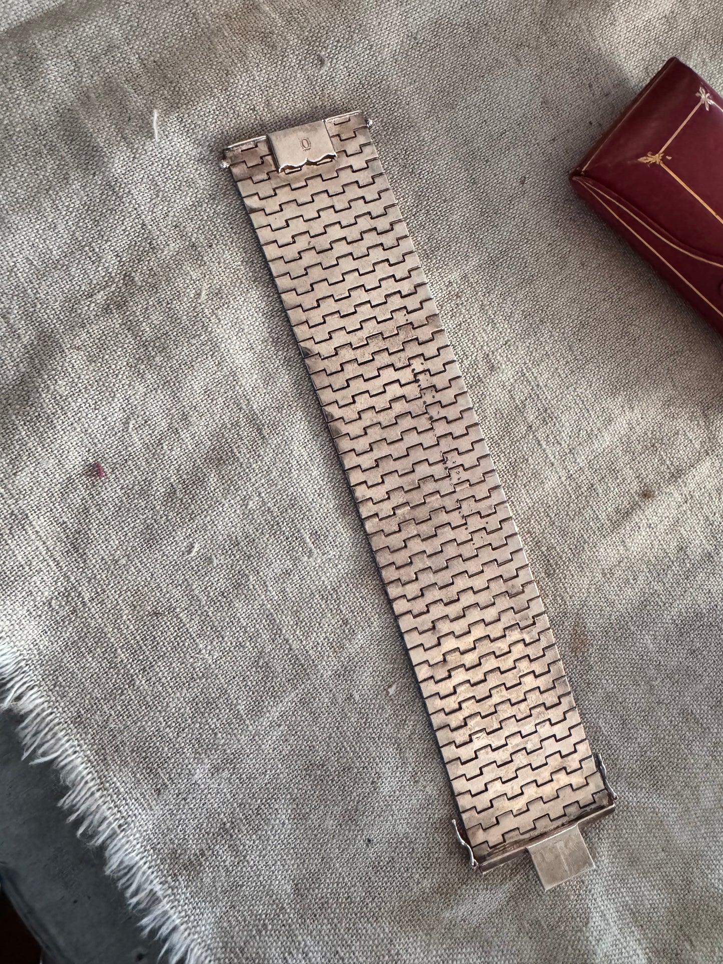 Spectacular Wide Hinged and Engraved Vintage Bracelet from Taxco