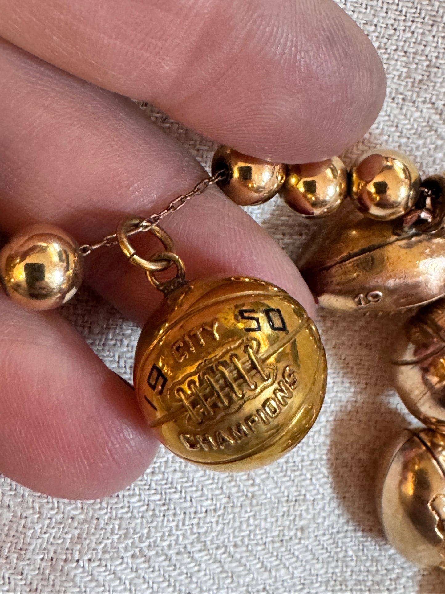 Gold Filled Sports Ball and Bead Charm Necklace