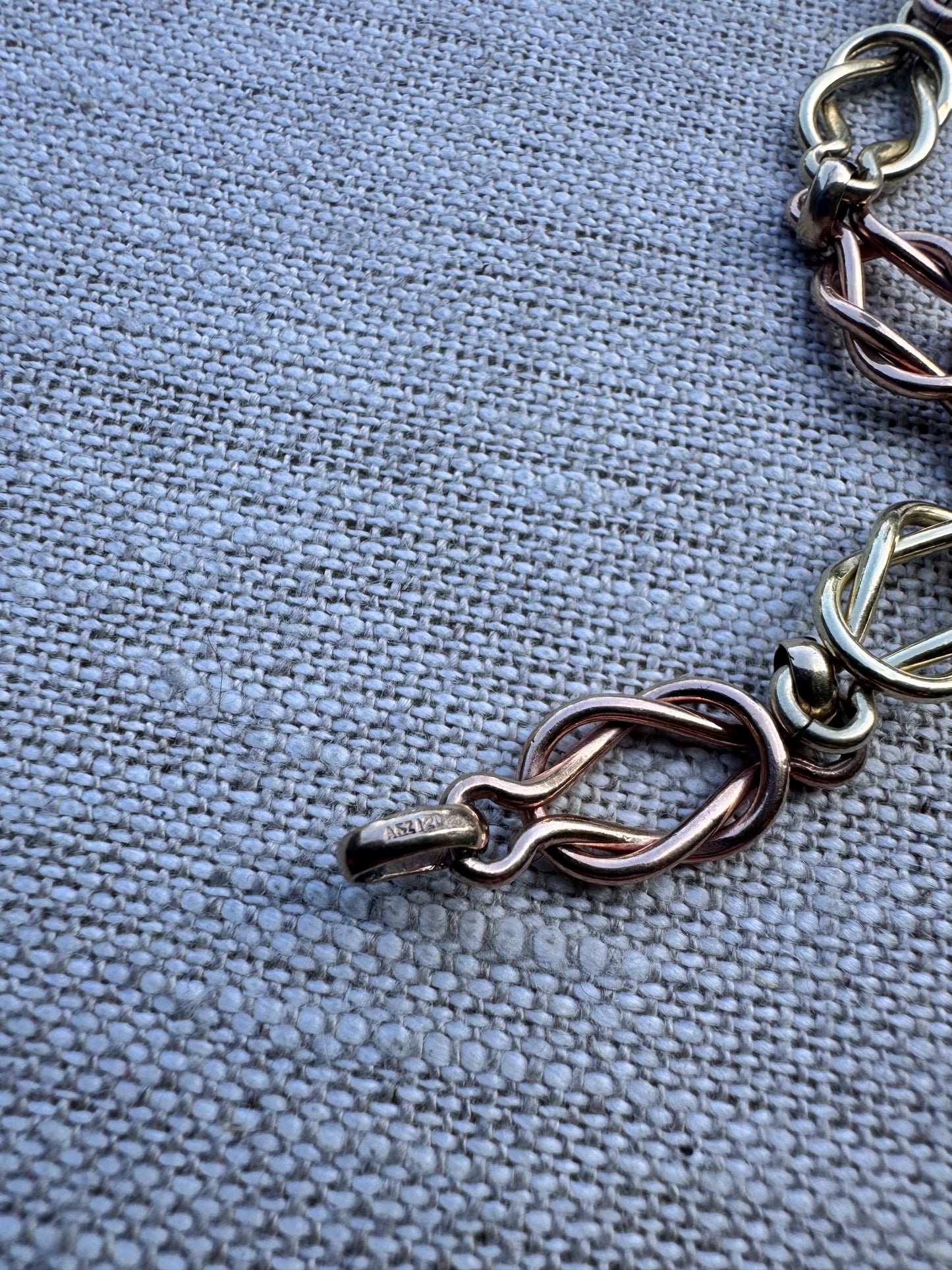 Gorgeous Vintage Bi-Color Square Knot Link Gold Filled Bracelet
