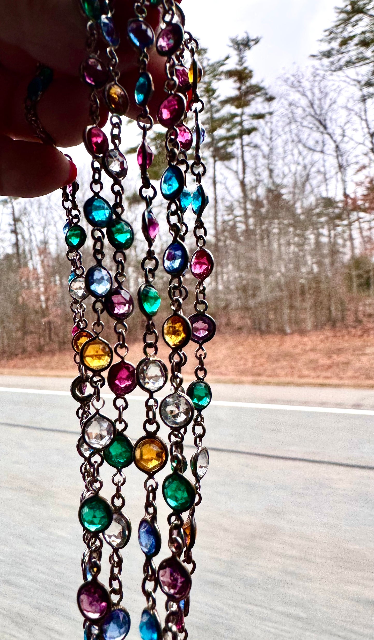 Lovely Long Vintage Paste Harlequin Necklace