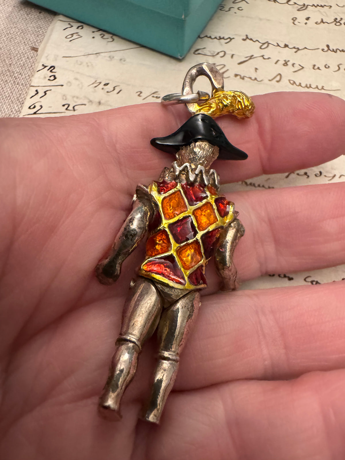Incredibly Rare Gene Moore for Tiffany Harlequin Pendant + Carabiner