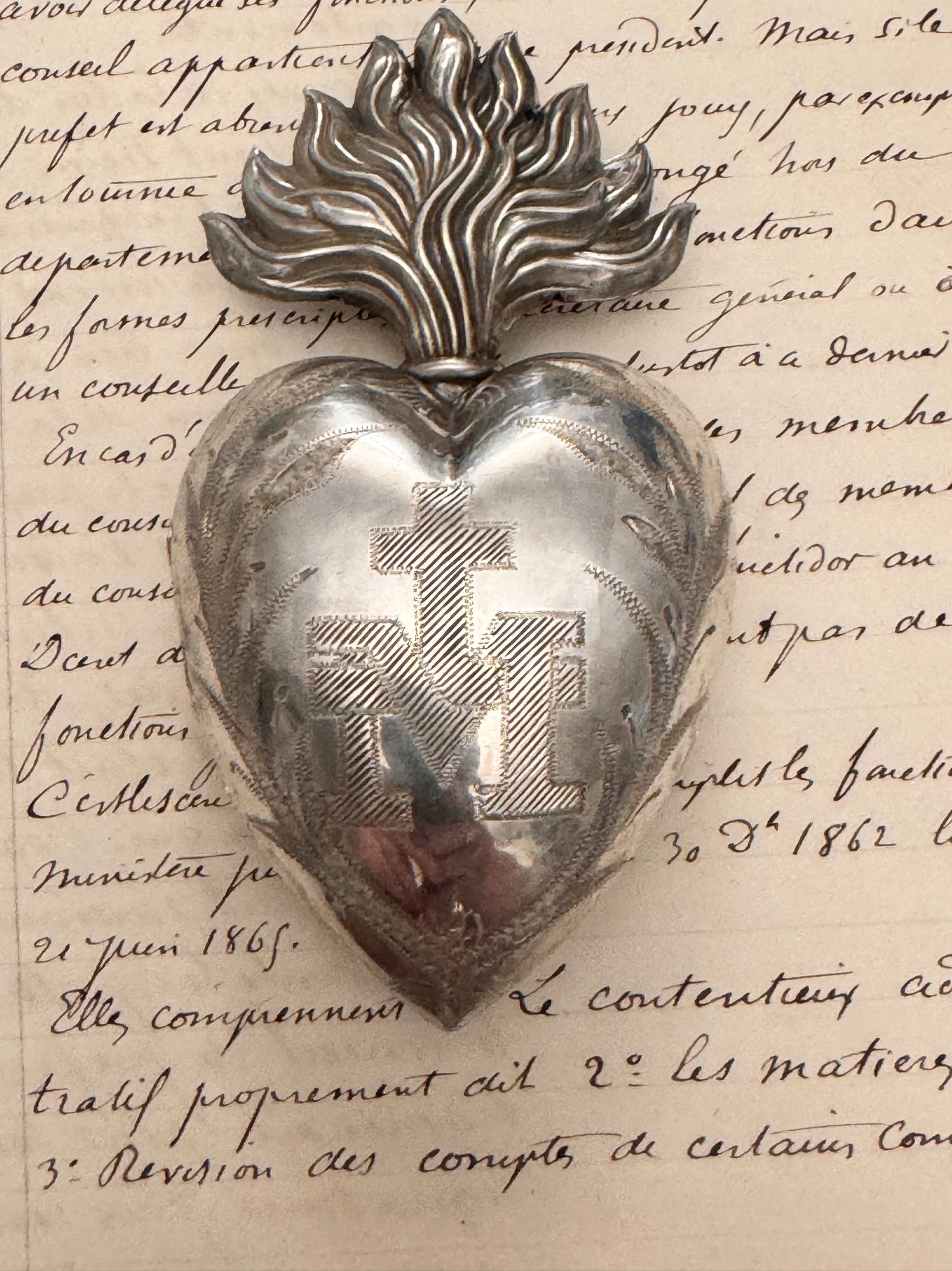 Extraordinary French 3 Dimensional Sterling Sacred Heart that Opens