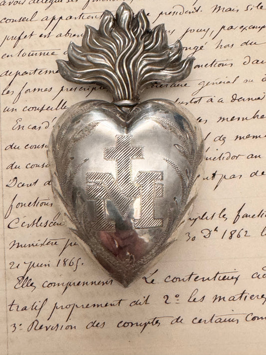 Extraordinary French 3 Dimensional Sterling Sacred Heart that Opens