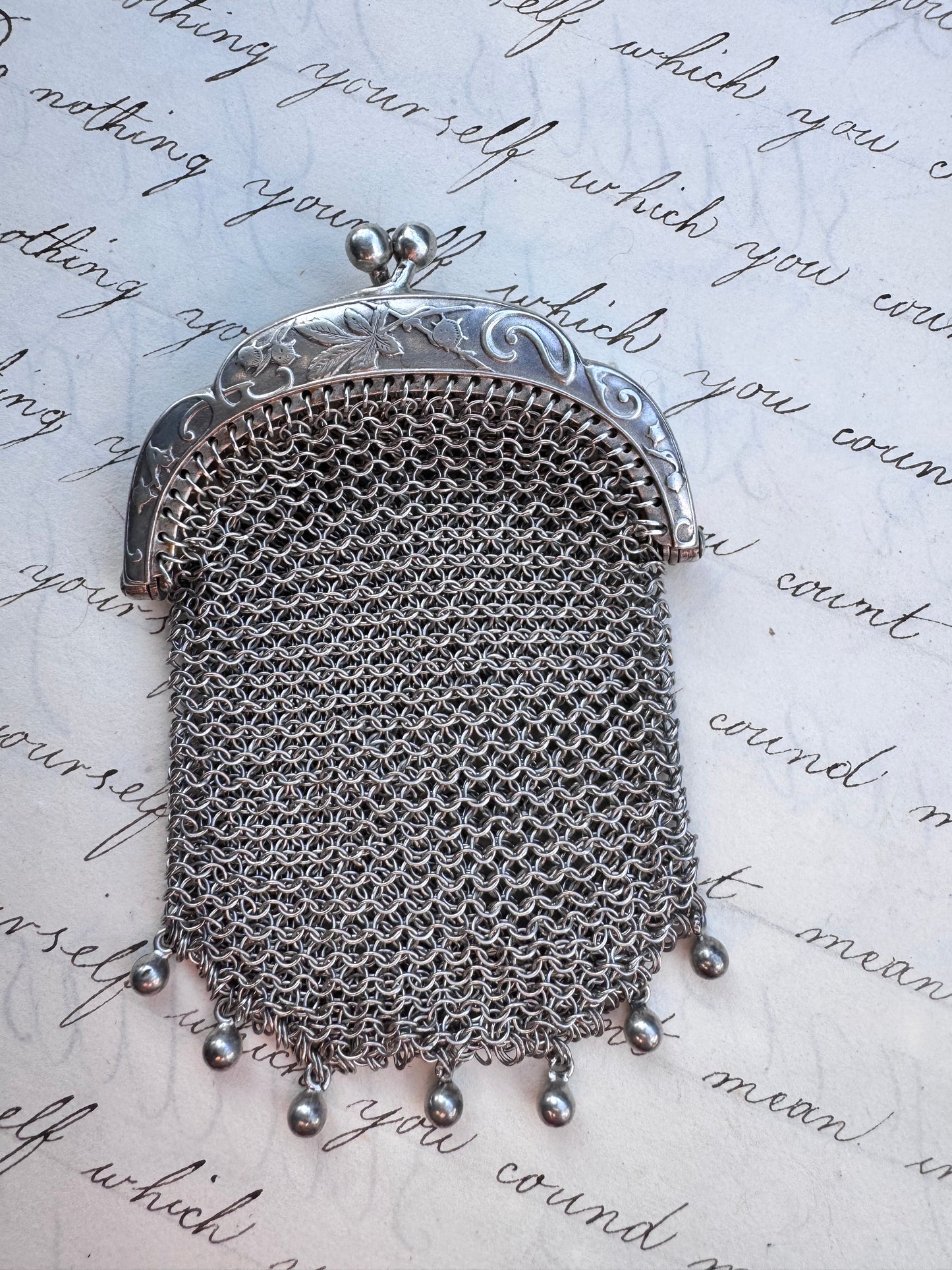 Antique French Silver Miniature Purse 1