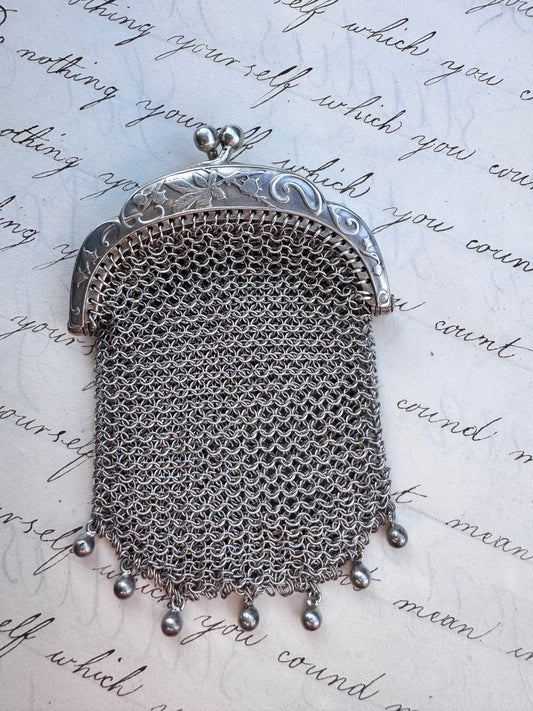 Antique French Silver Miniature Purse 1