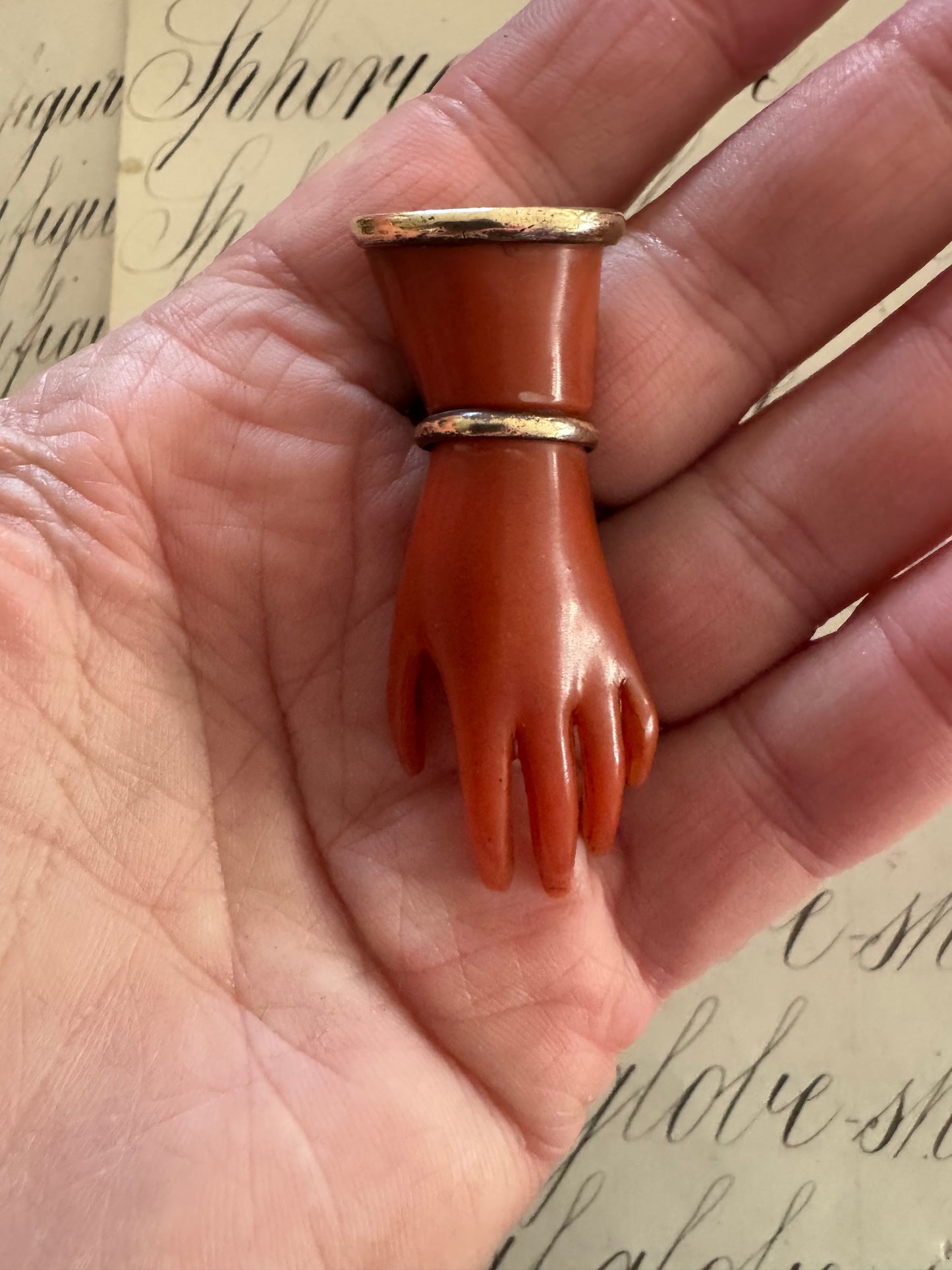 Lovely antique large cellular hand pin