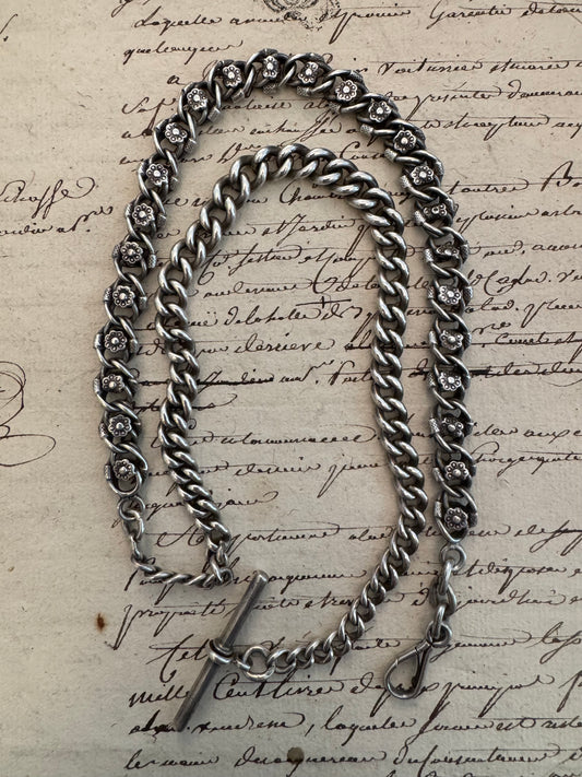 Large English sterling watch chain with graduated section
