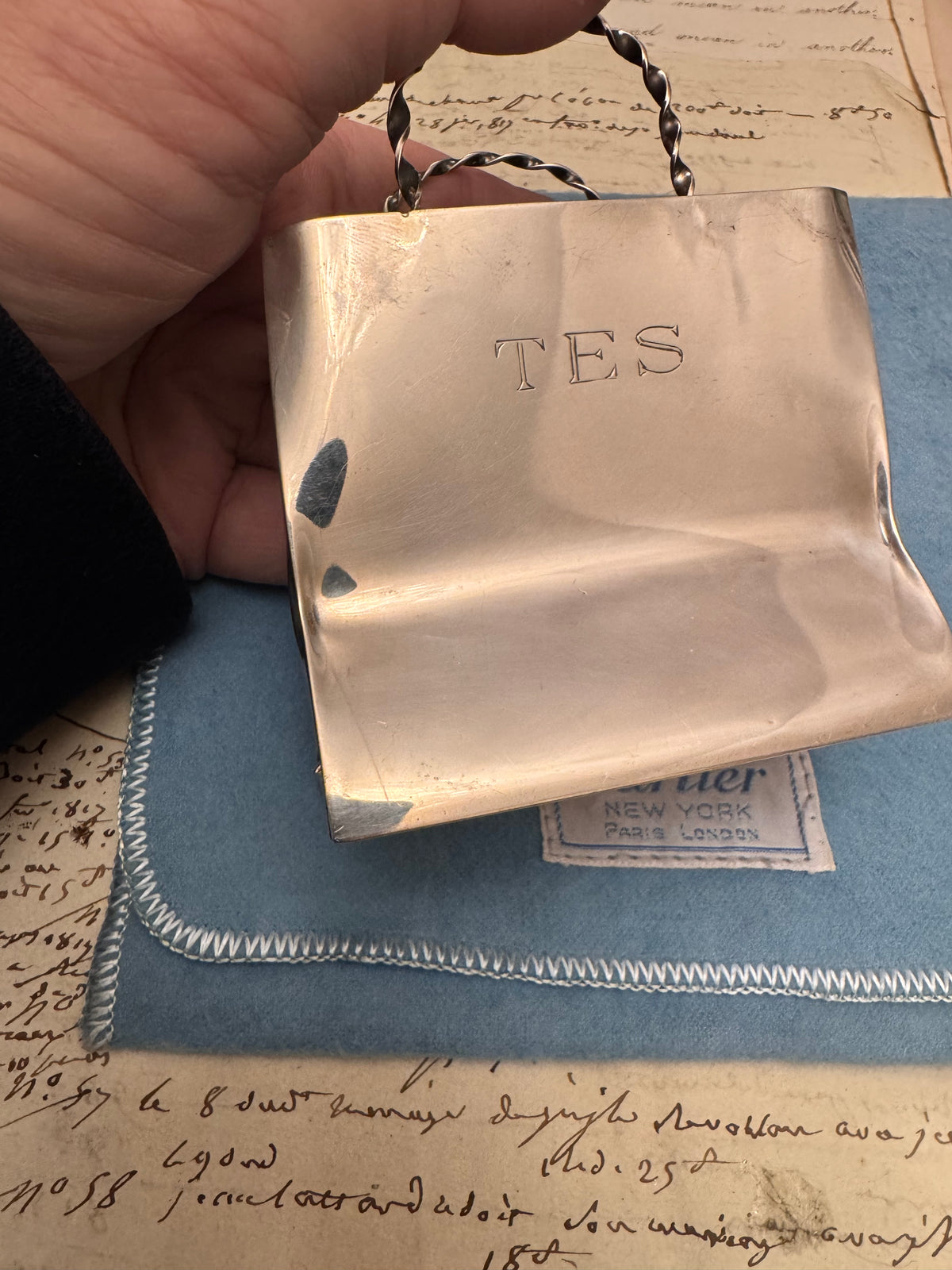 Rare Handmade Sterling Cartier Shopping Bag