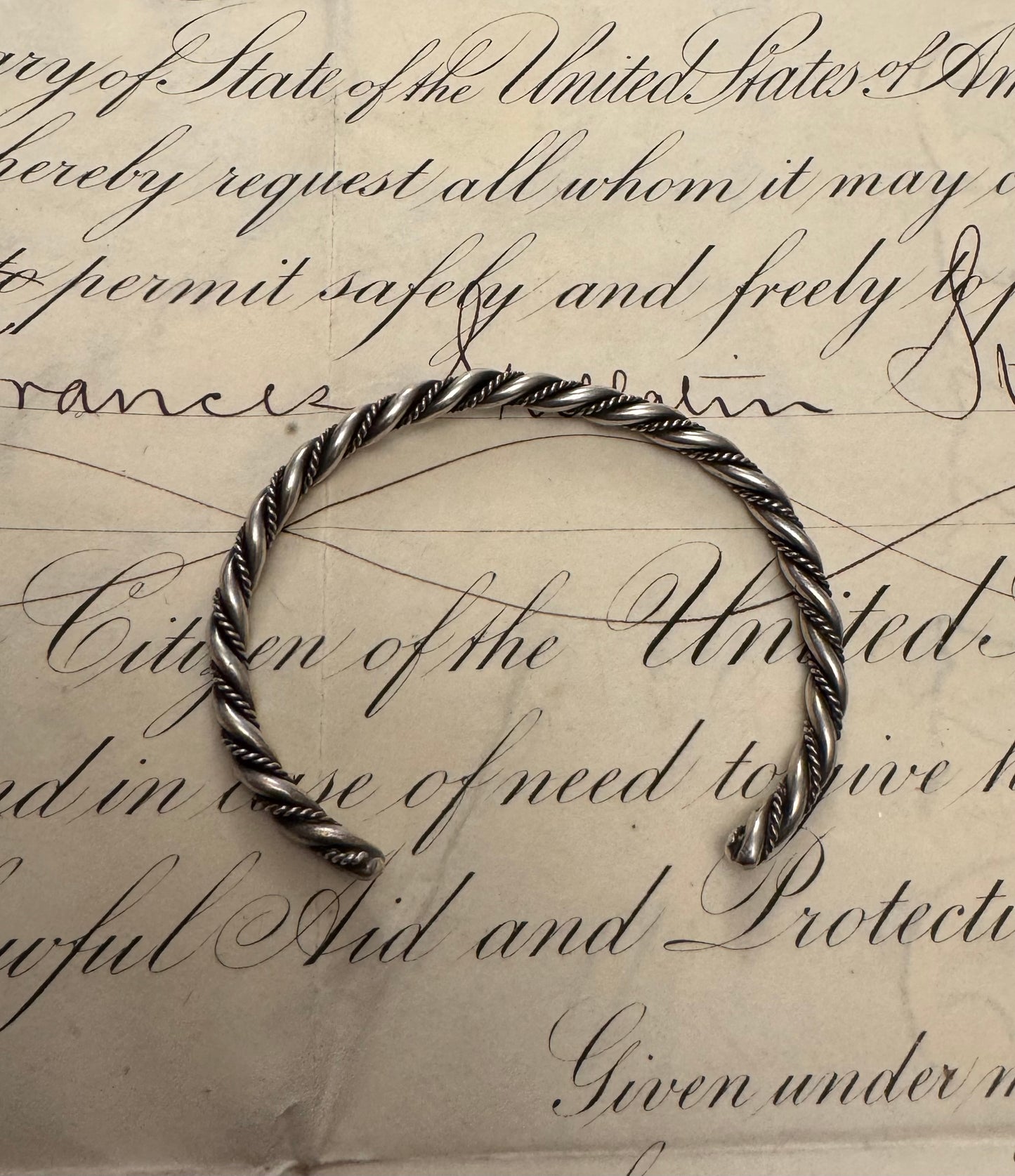 Vintage Native American Sterling Rope Cuff #1