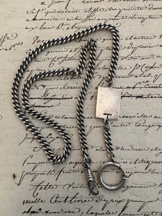 English Sterling silver curb watch chain