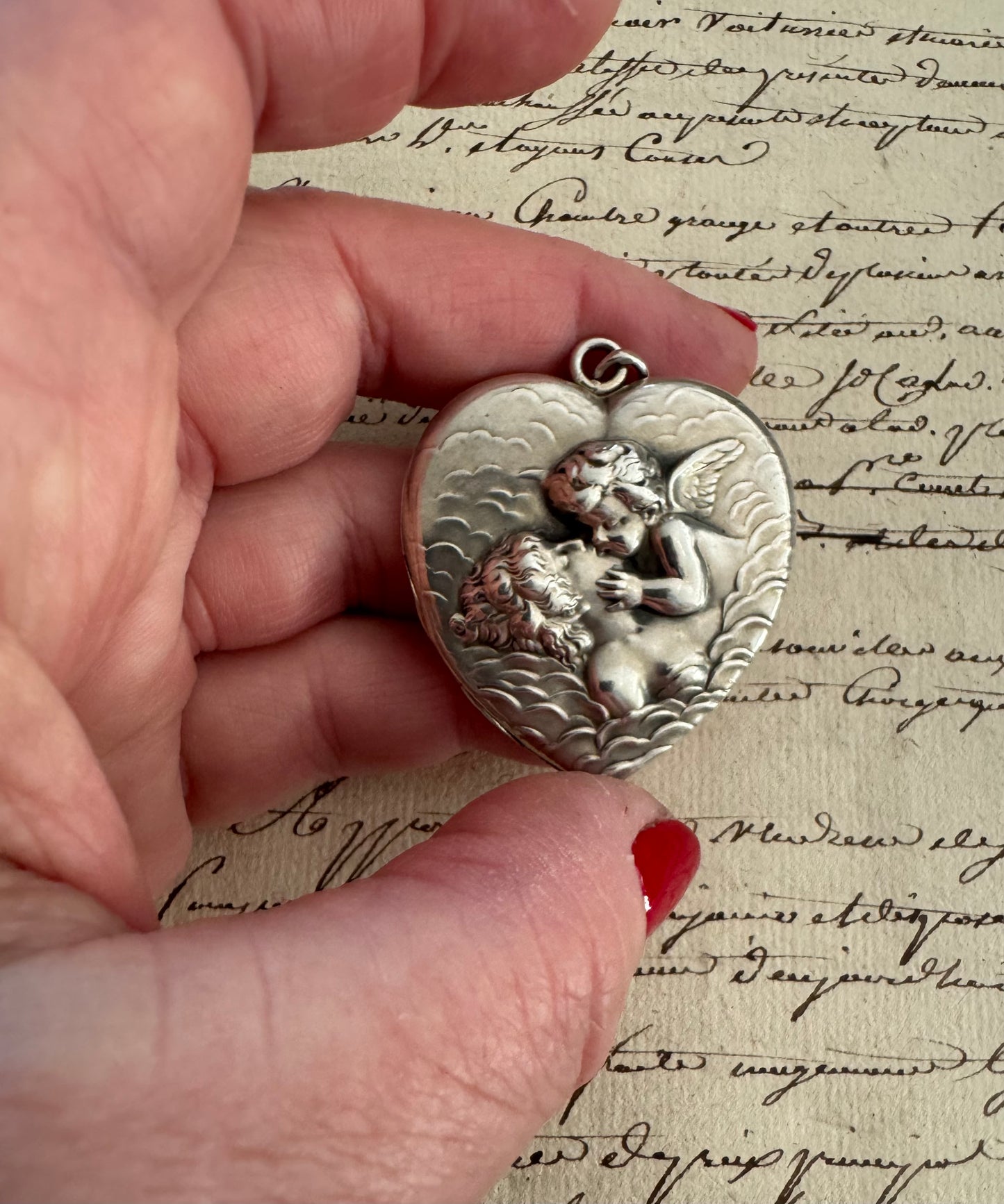Rare Signed Unger Brothers Art Nouveau Heart Locket