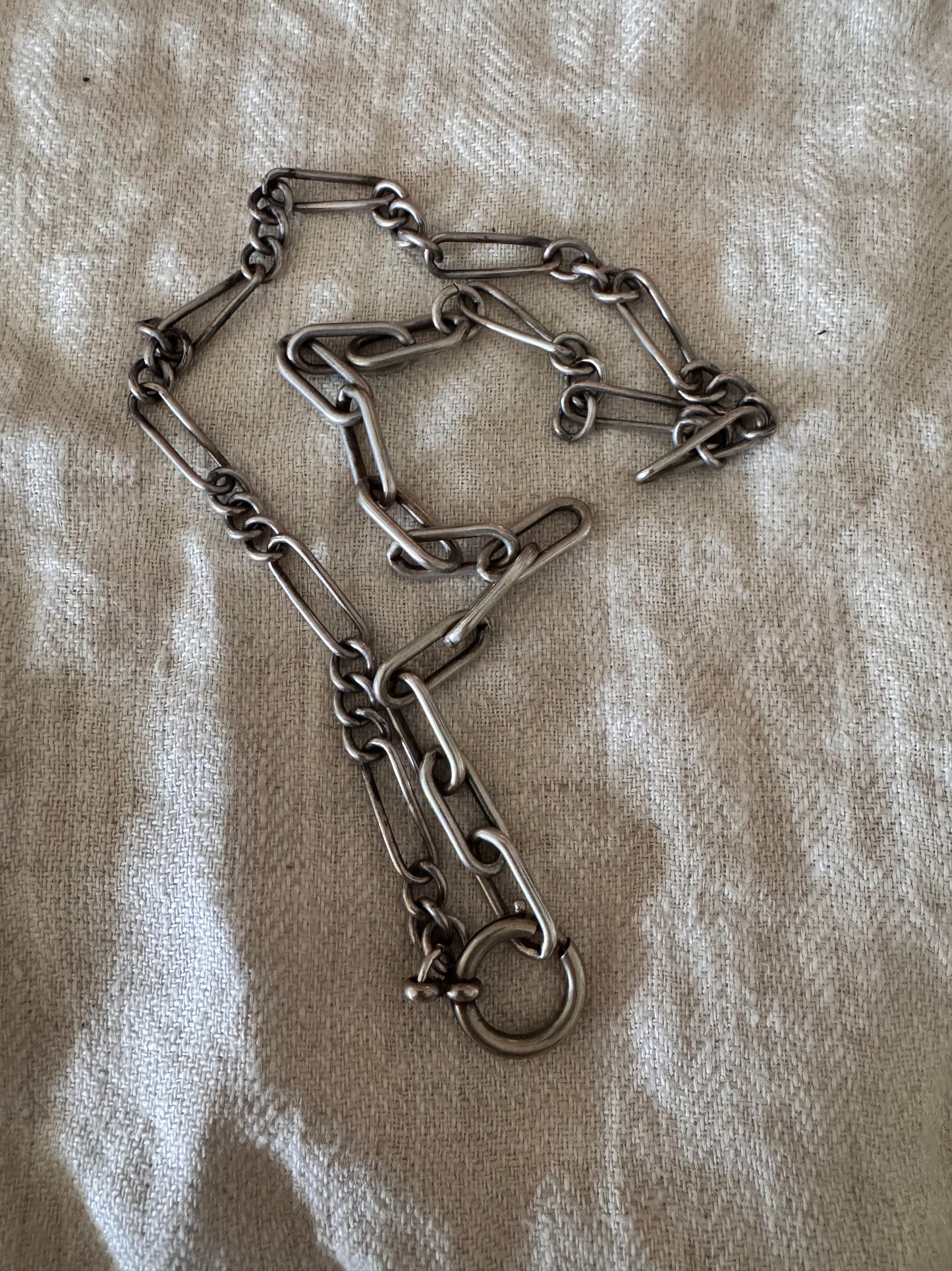 Solid Antique Silver Watch Chain