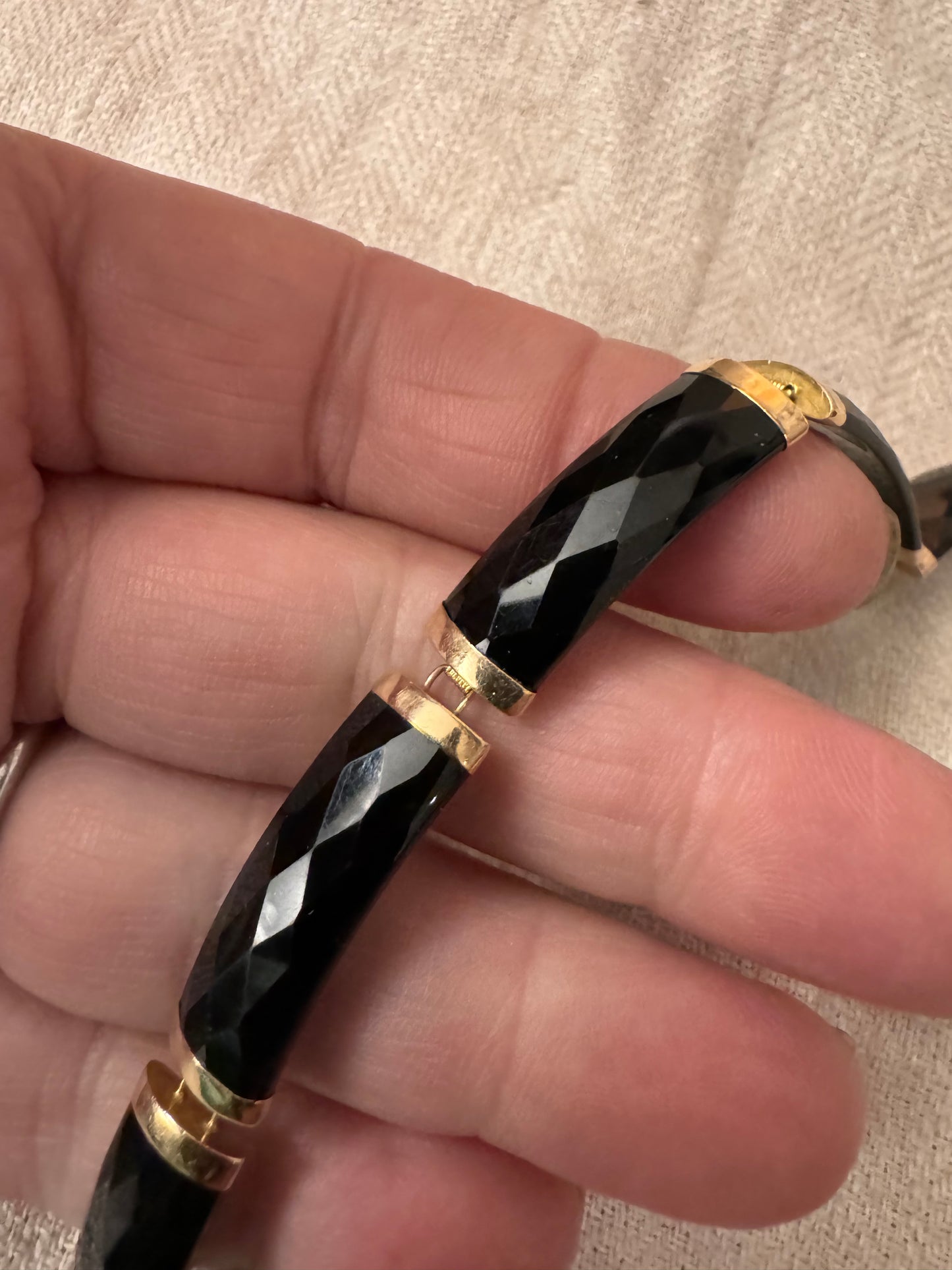 Lovely Black Onyx and 14k Gold Bracelet 1