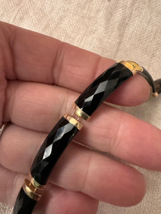 Lovely Black Onyx and 14k Gold Bracelet 1