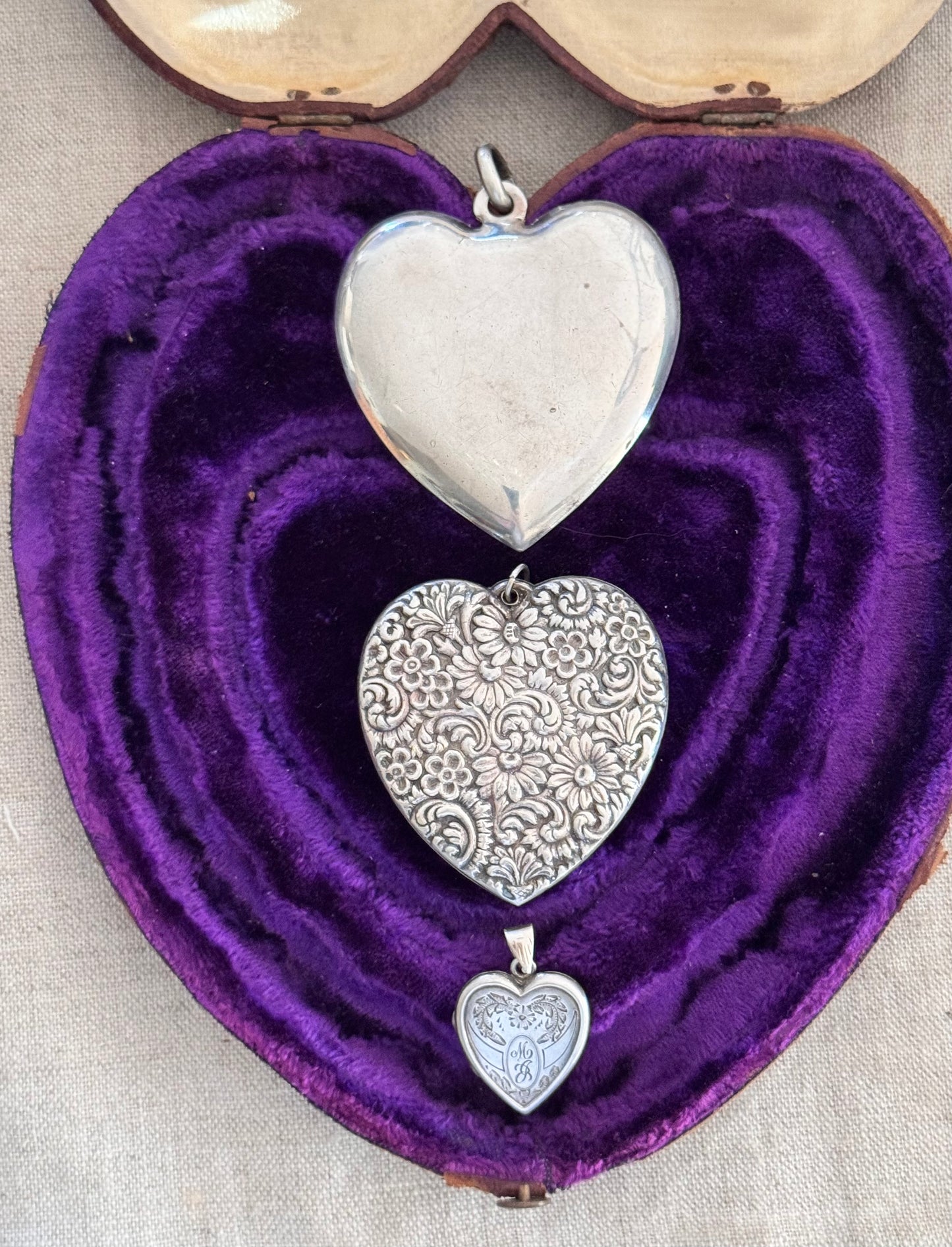 Huge Antique Double Sided Repoussé Heart Pendant