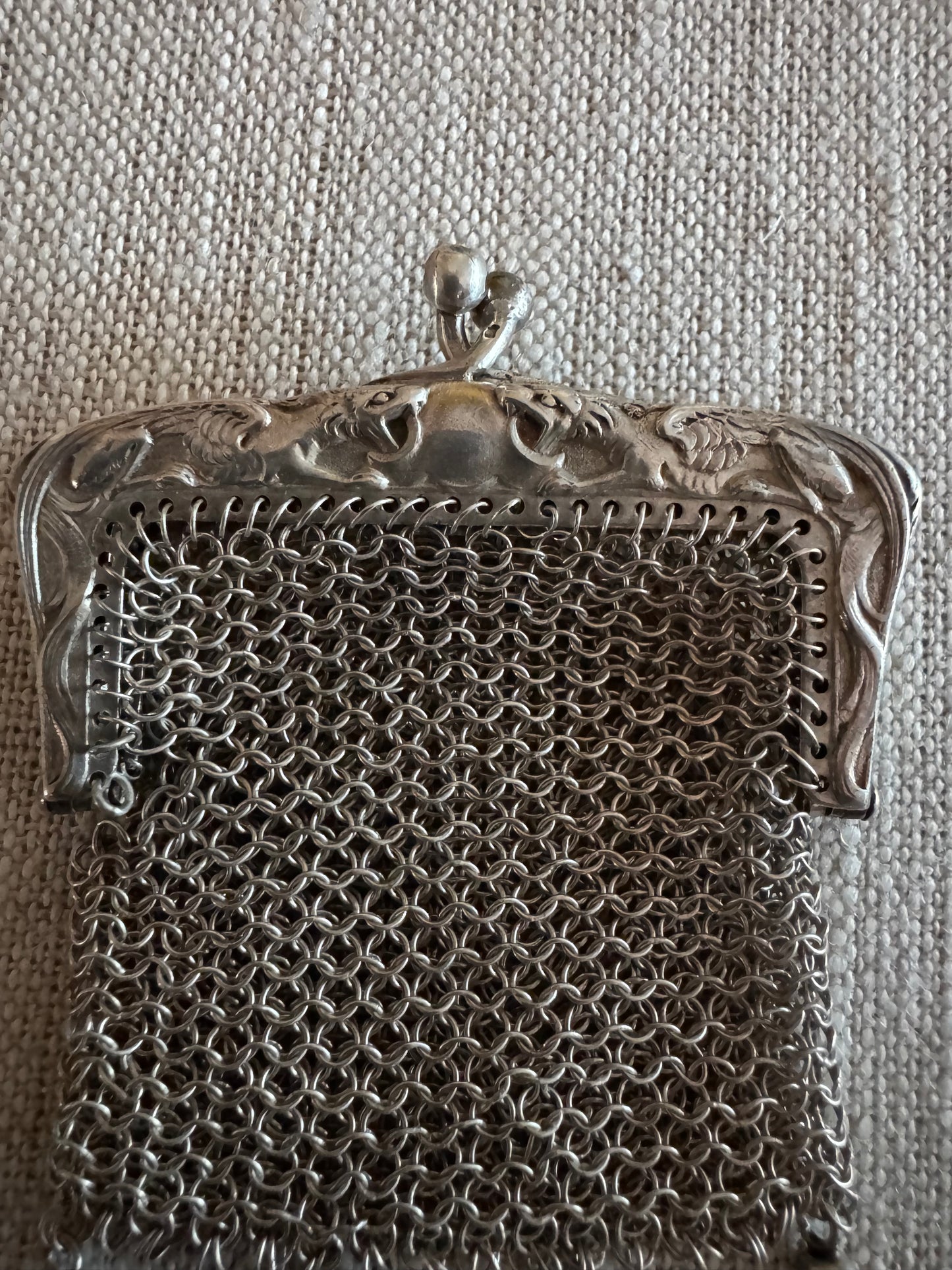 Antique French Silver Miniature Purse with Gryphons