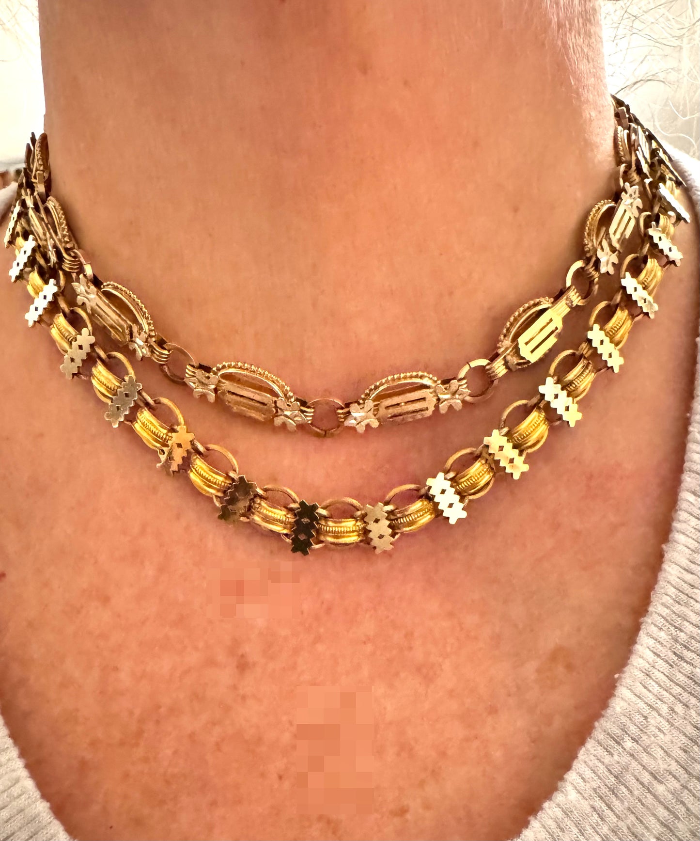 Spectacular Victorian 2-tone Gold Filled Book Chain