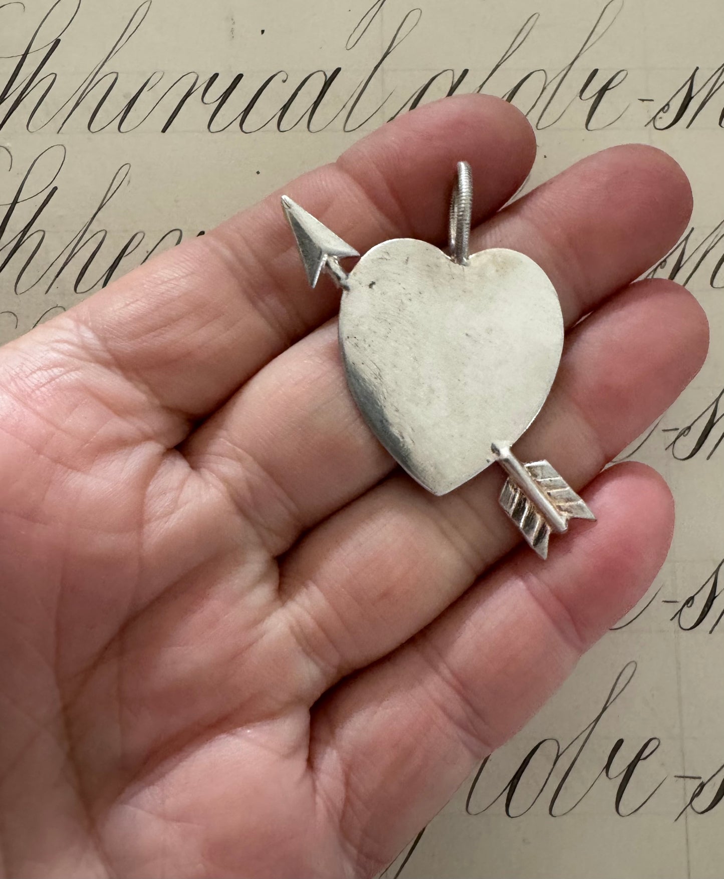 Cool Flat Sterling Heart with Arrow