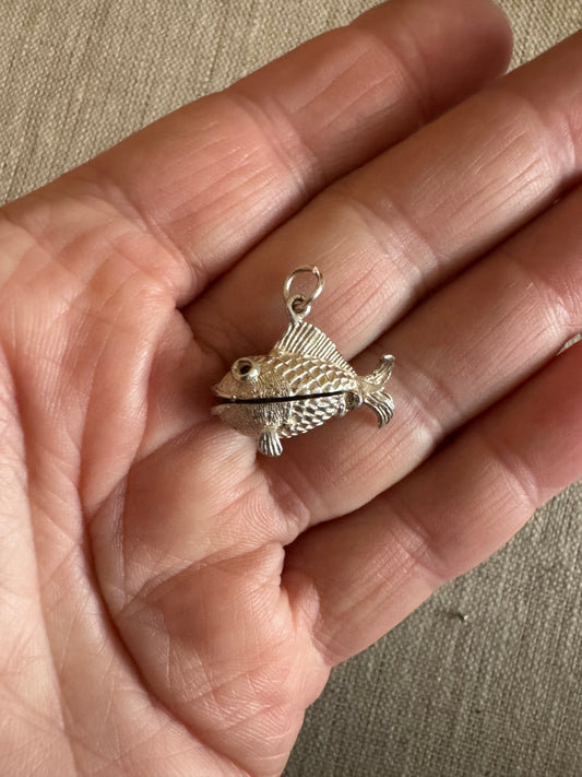 Tiny Silver Hinged Fish Charm