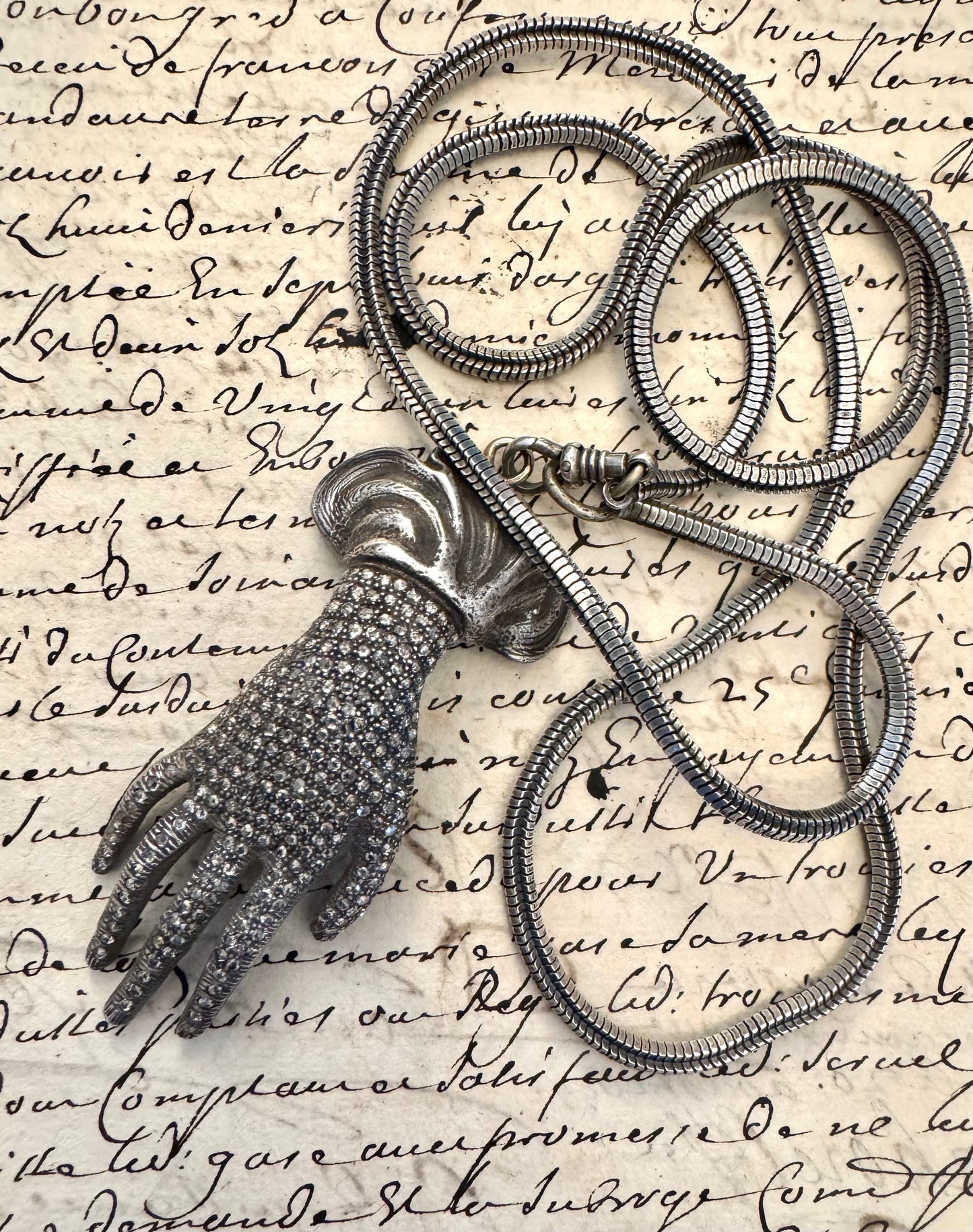 Diamond Encrusted Large Hand Pendant