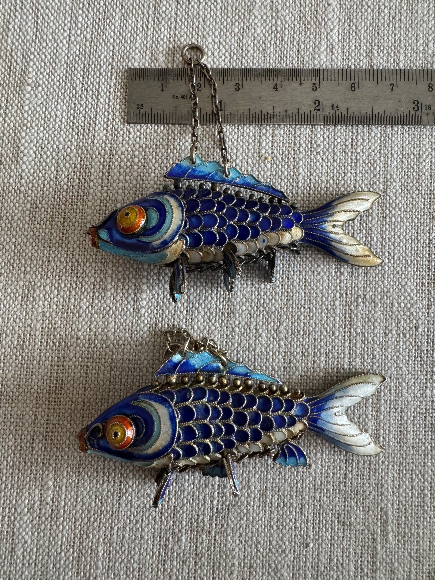 Extra Large Chinese Gilt Silver and Enamel Fish