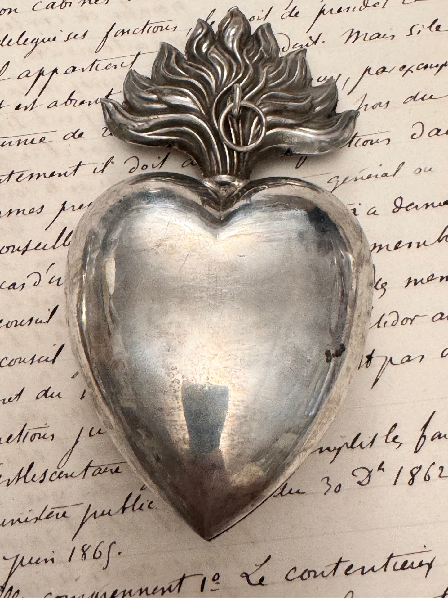 Extraordinary French 3 Dimensional Sterling Sacred Heart that Opens