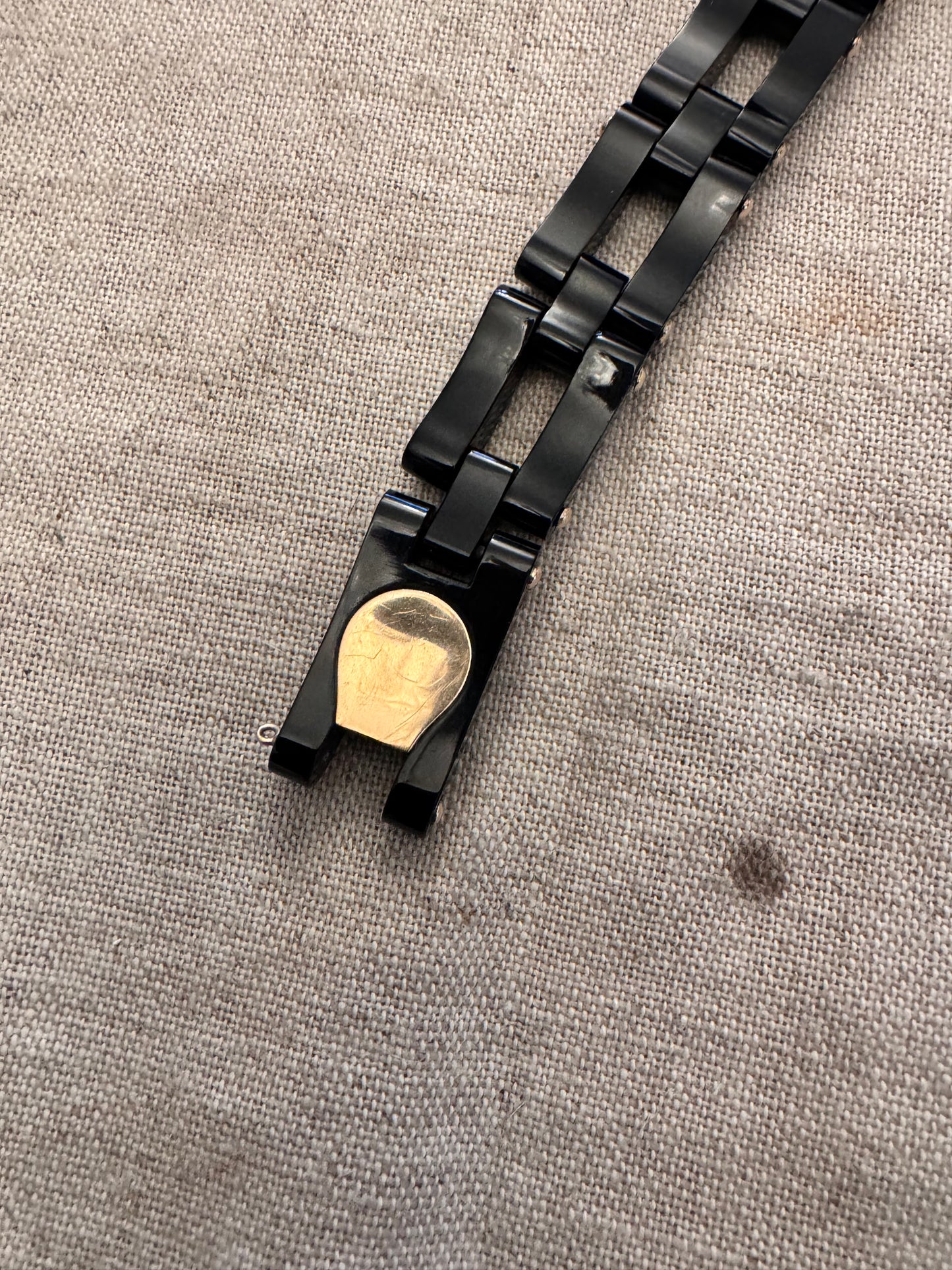 Exquisite and RARE Perfect Victorian Onyx and 15K Gold Mourning Bracelet