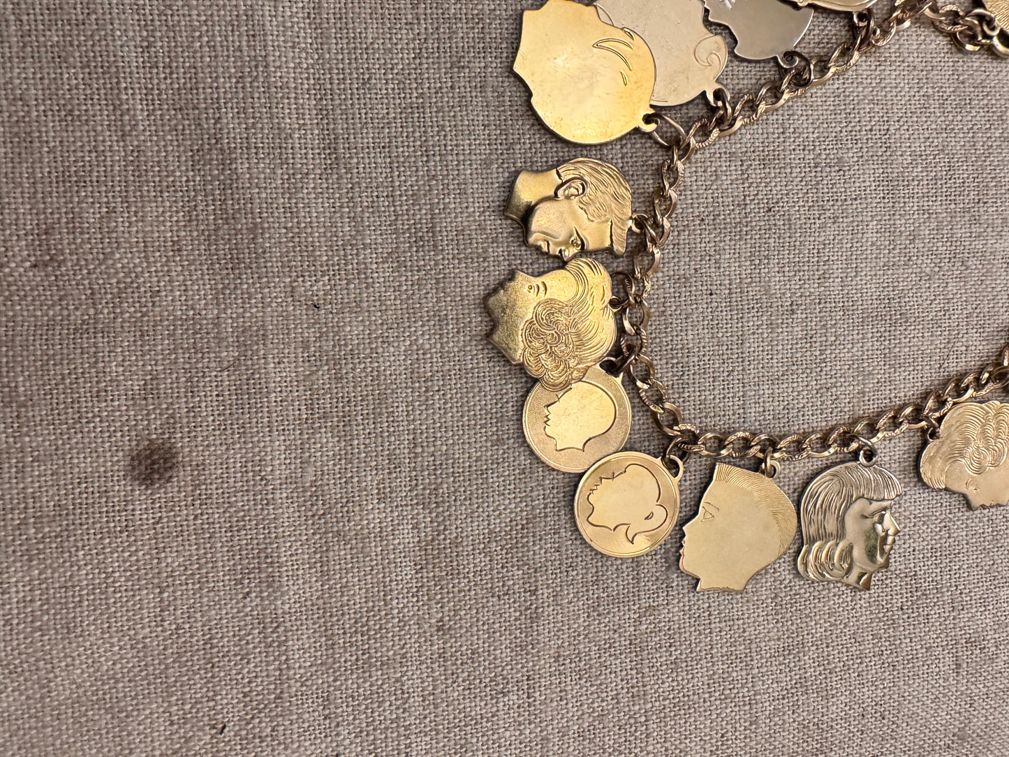 Gold Filled SilhouetteHeads Charm Bracelet