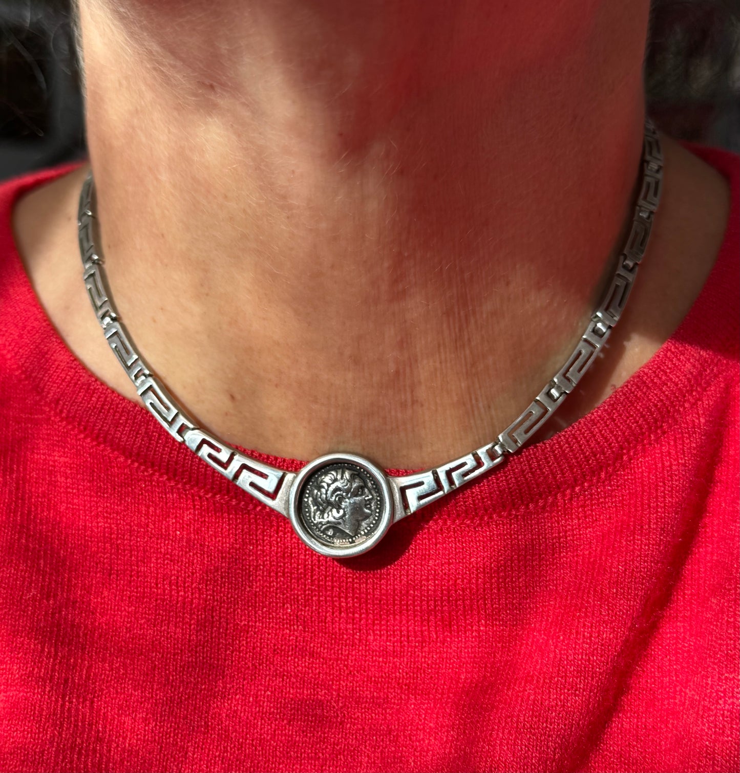 Elegant Vintage Sterling Silver Coin Necklace
