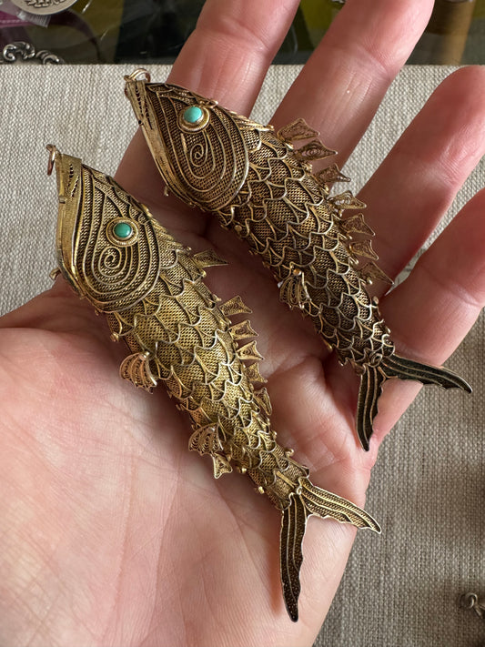 Large Chinese Gilt Silver Fish