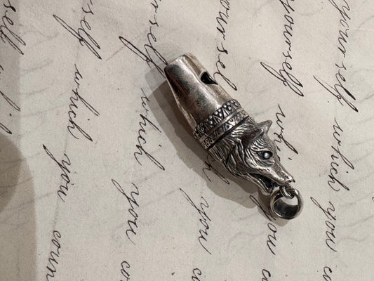 sterling silver English Wolf shaped whistle