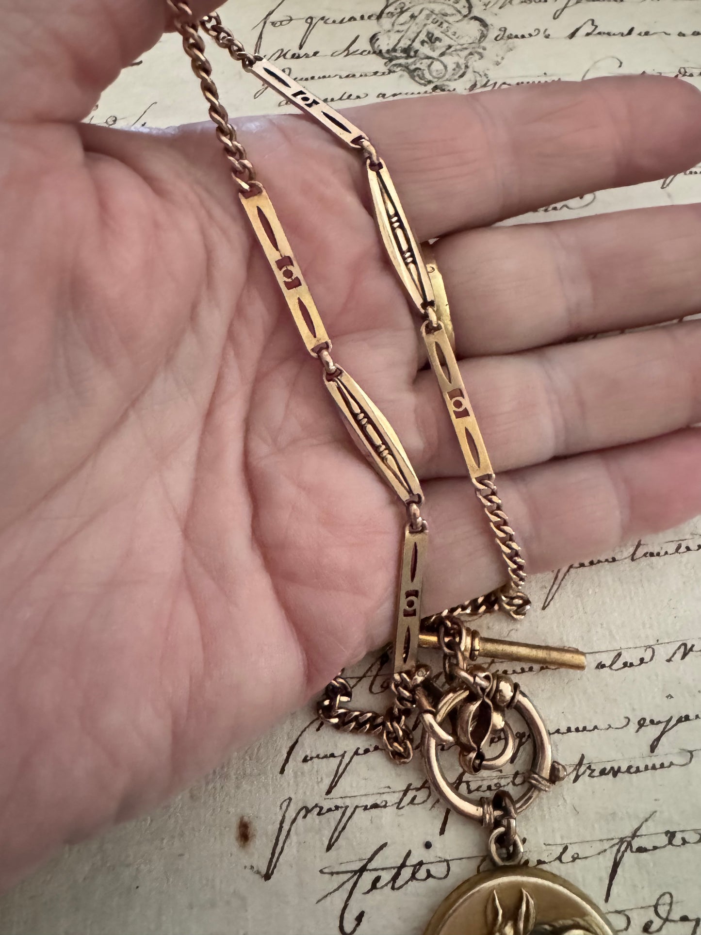Gold Filled Watch Chain Necklace with Locket