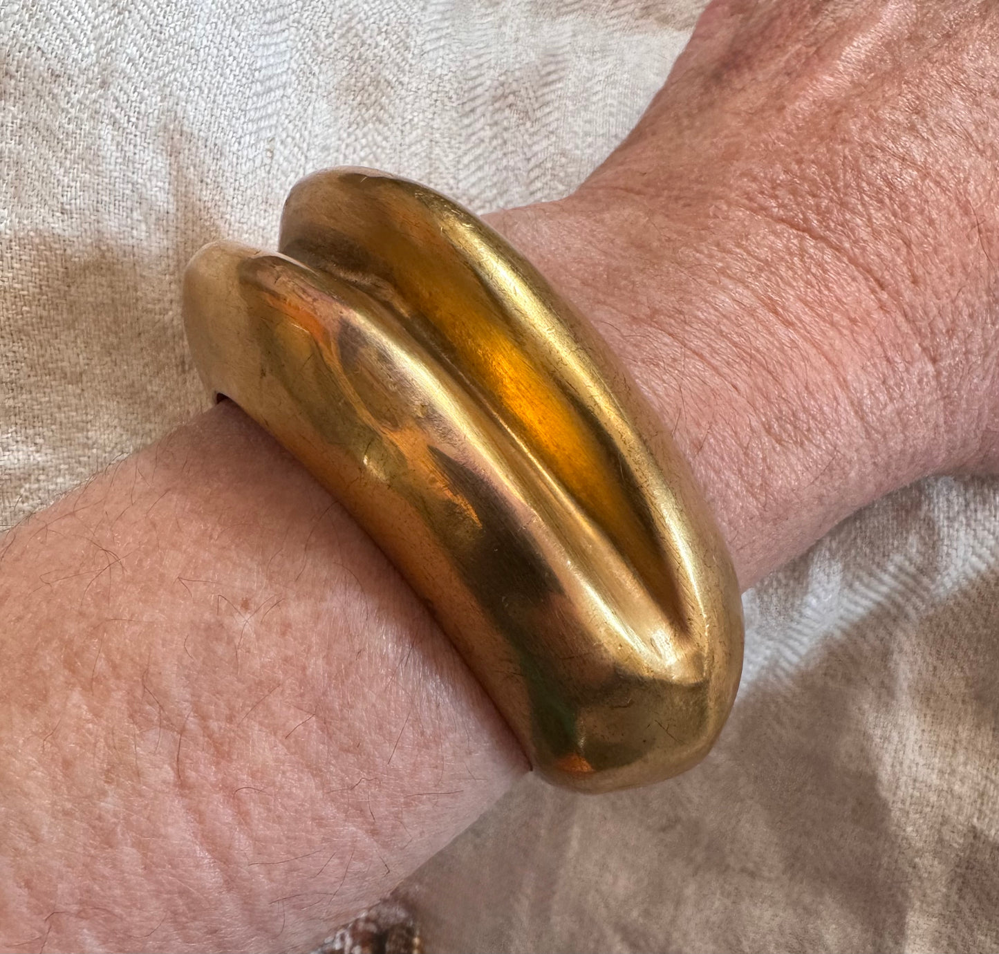Sculptural Hand Forged Plated Bronze Cuff